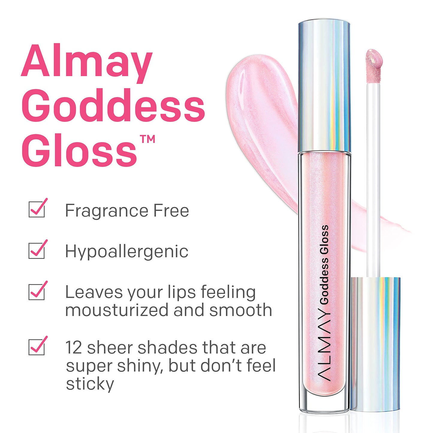Almay Lip Gloss, Non-Sticky Lip Makeup, Holographic Glitter Finish, Hypoallergenic, 200 Angelic, 0.9 Oz Beauty & Personal Care Almay