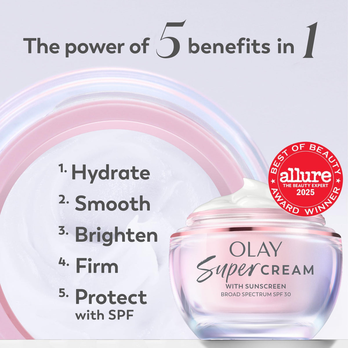Olay Super Cream with Sunscreen SPF 30, Lightweight Face Moisturizer with Sun Protection, 5-in-1 Skin Care Benefits - Hydrating, Brightening, Firming Beauty & Personal Care Olay