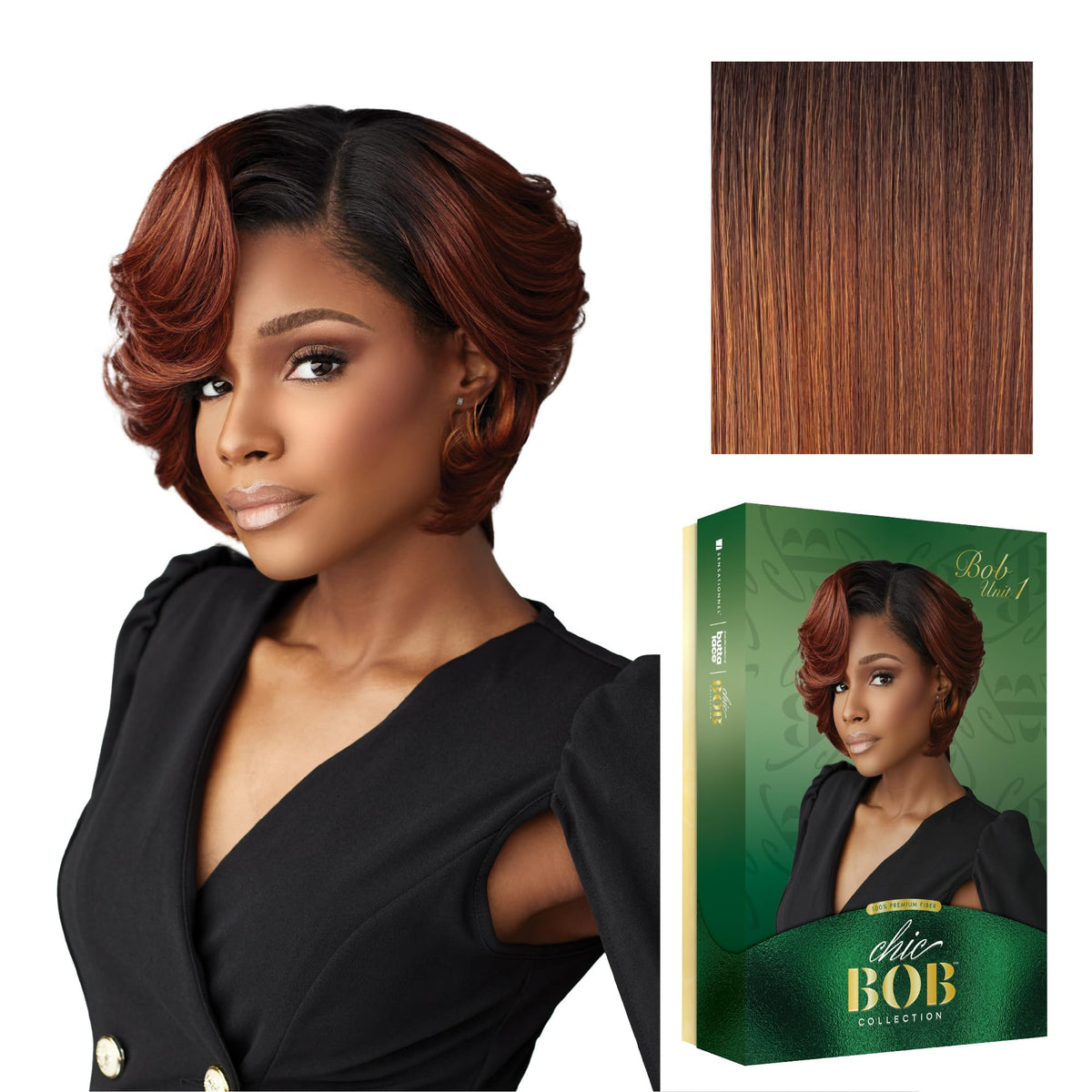 Sensationnel Chicbob Lace Frontwig-Bob Unit 1, FLAMBOYAGEAUBURN