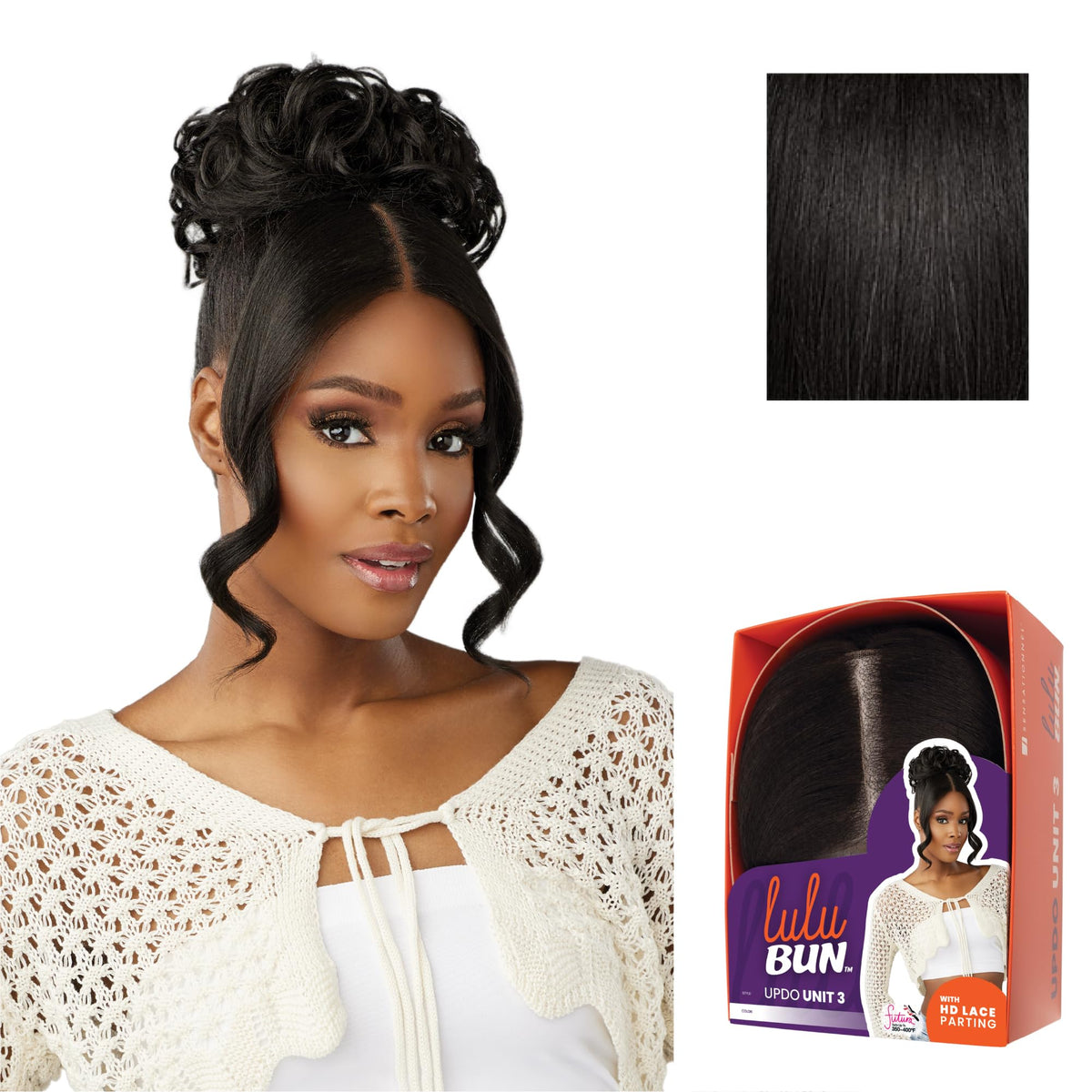 Sensationnel Lulu Bun Updo Hairextensions-Unit 3,1B OFFBLACK