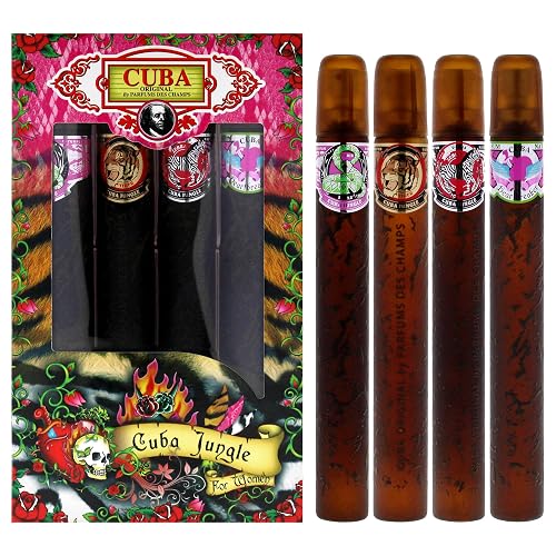 Cuba Jungle 4 Pieces Gift Set for Women, (Snake + Tiger + Zebra + Heartbreaker 4×1.17 Ounce Eau de Parfum Spray) Beauty & Personal Care Cuba