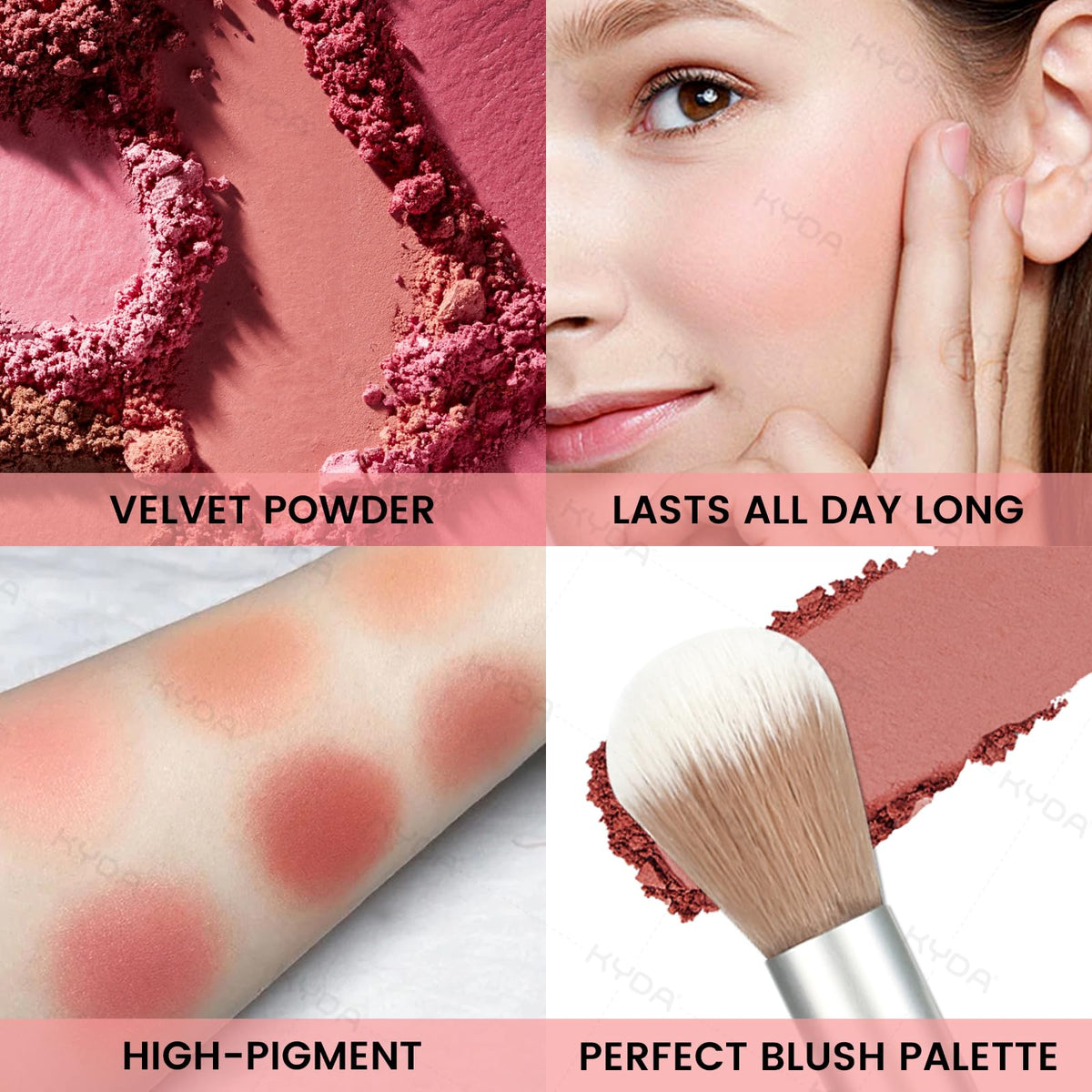 KYDA 6 Colors Blush Palette, Matte and Shimmer Blush Palette, Smooth Blendable Powder, Multiuse Blusher Makeup with Contour Highlighter-Set A Beauty & Personal Care KYDA