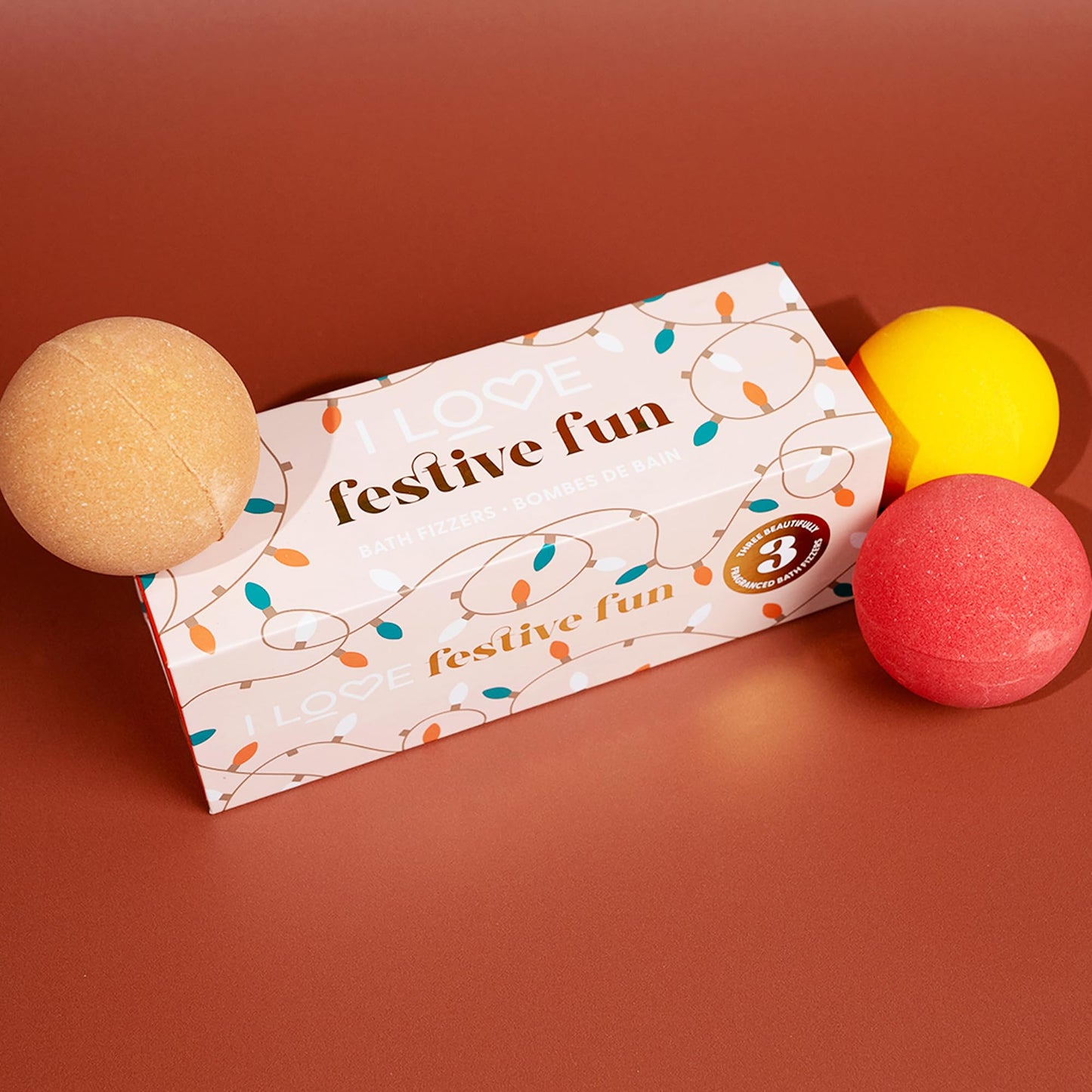I LOVE Cosmetics Festive Fun Bath Bombs - Bath Bombs for Women - Color, Bubbles and Fragrance - Skin-Nourishing Cocoa Butter and Glycerin - 3 pc Beauty and Personal Care I LOVE