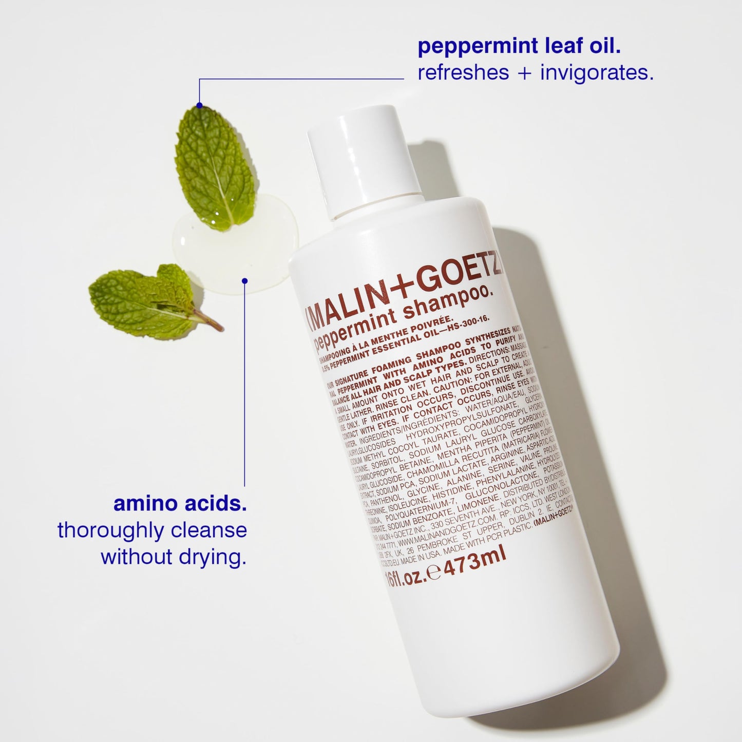 Malin + Goetz Peppermint Shampoo, 16 Fl. Oz. - Men & Women Clarifying Shampoo, Natural Hair Shampoo to Cleanse & Hydrate, Scalp Shampoo Treatment Beauty & Personal Care MALIN+GOETZ