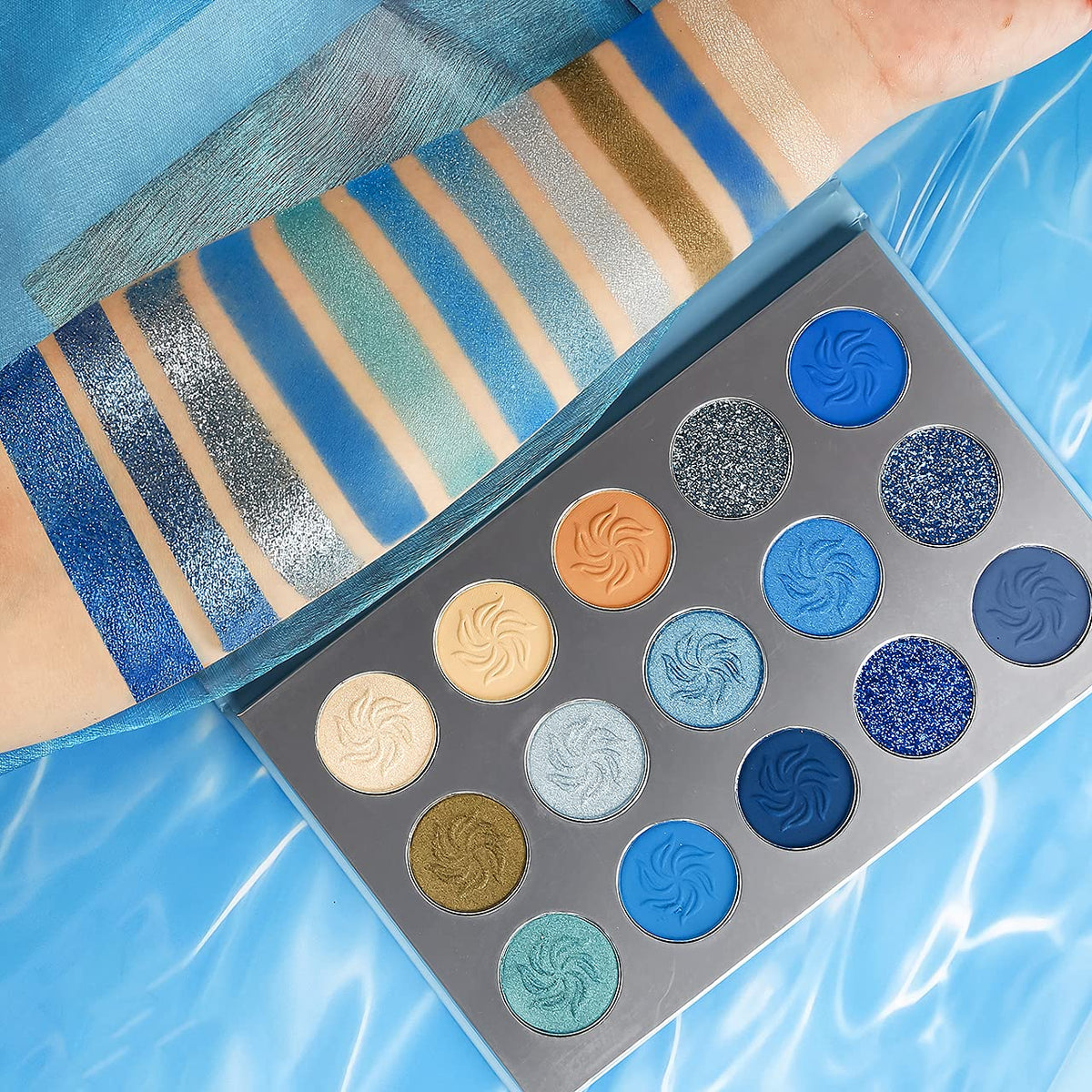 Afflano Blue Eyeshadow Palette Matte Shimmer, Highly Pigmented Waterproof Space Blue Eye Shadow Palette, Silver Navy Glitter Eyeshadow Pallet Beauty & Personal Care Afflano