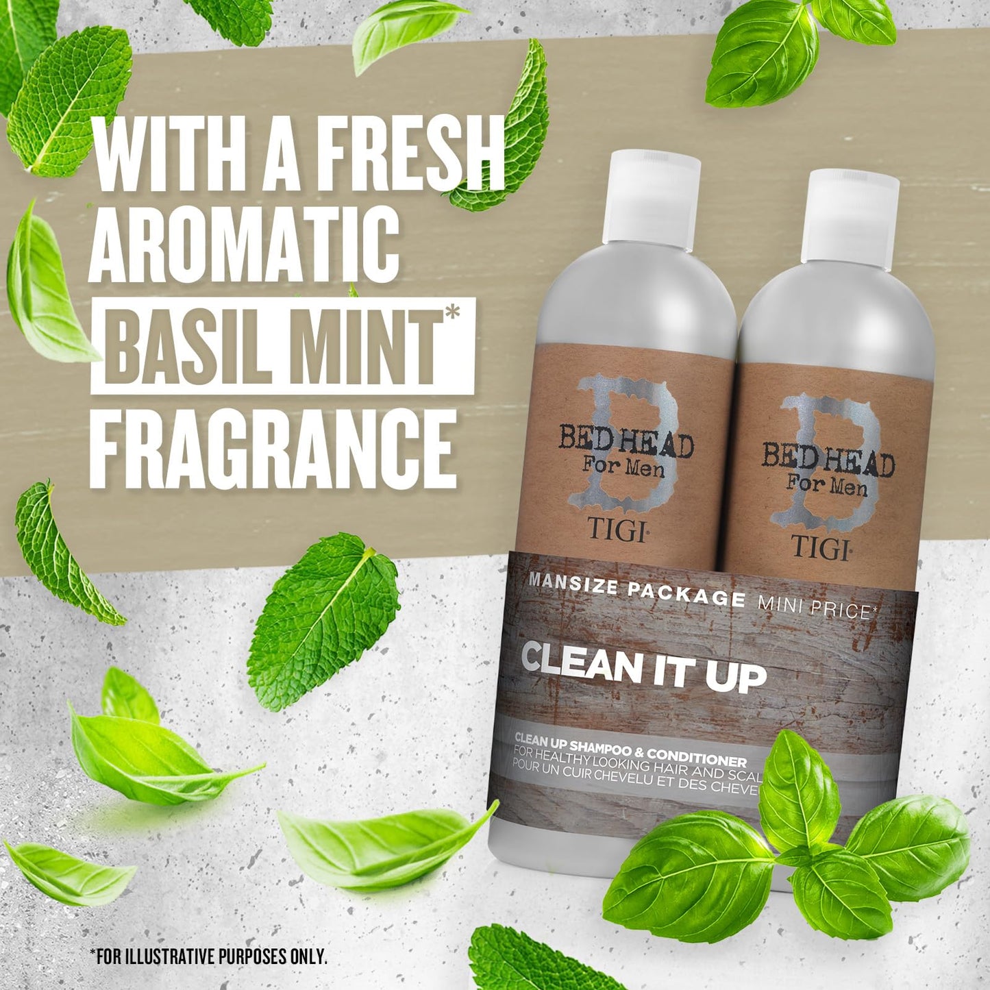 Tigi Bed Head B for Men Clean Up Kit - 2 Pc, 25.36 Oz Shampoo, 25.36 Oz Conditioner, Gluten Free, Peppermint Scent, Menthol, 1 Count Beauty & Personal Care TIGI