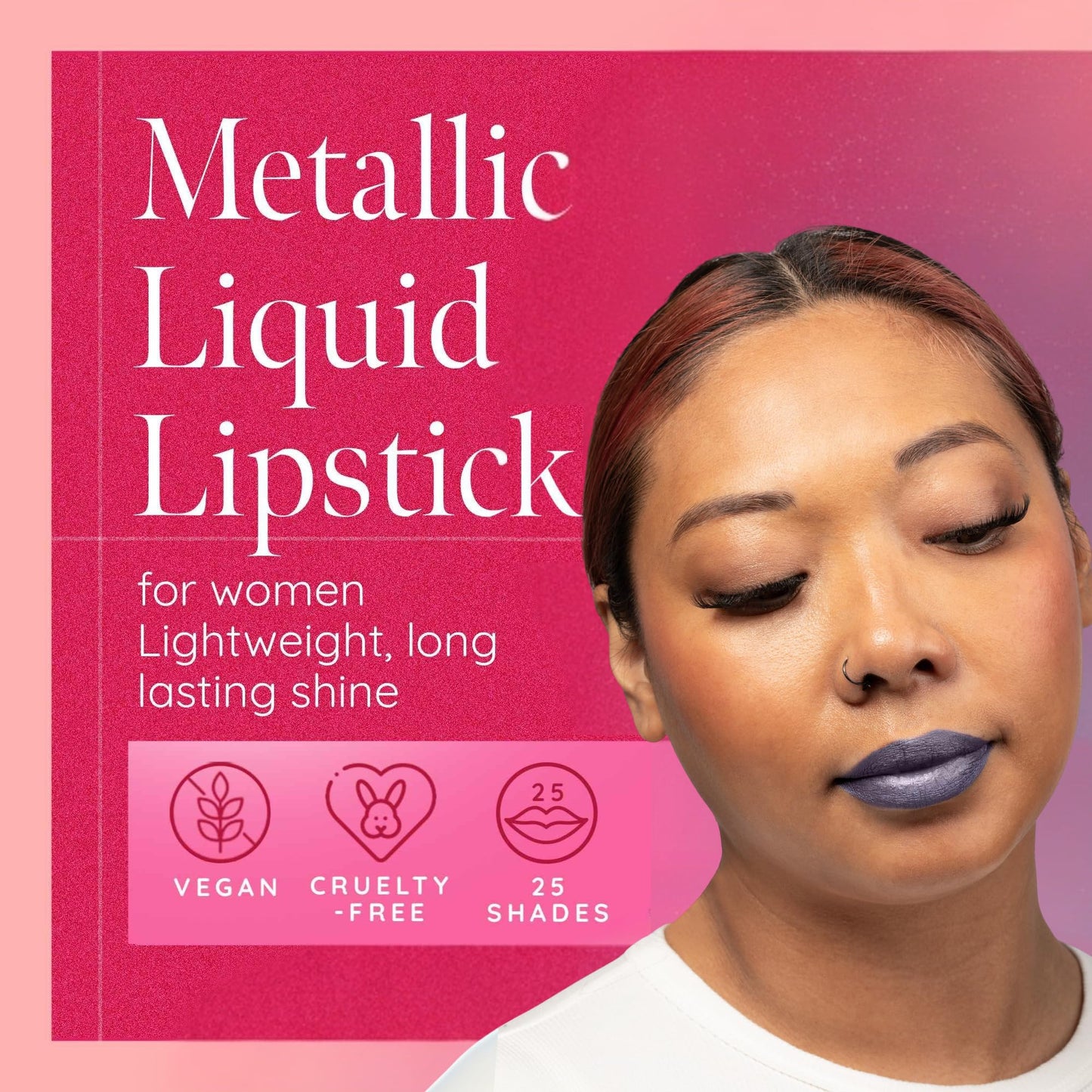 Aromi Violet Plum Metallic Liquid Lipstick | Dark Purple Lip Color with a Shimmery Finish, Vegan, Cruelty-free, Long-Lasting and Smudge Proof Lipstick Beauty & Personal Care Aromi