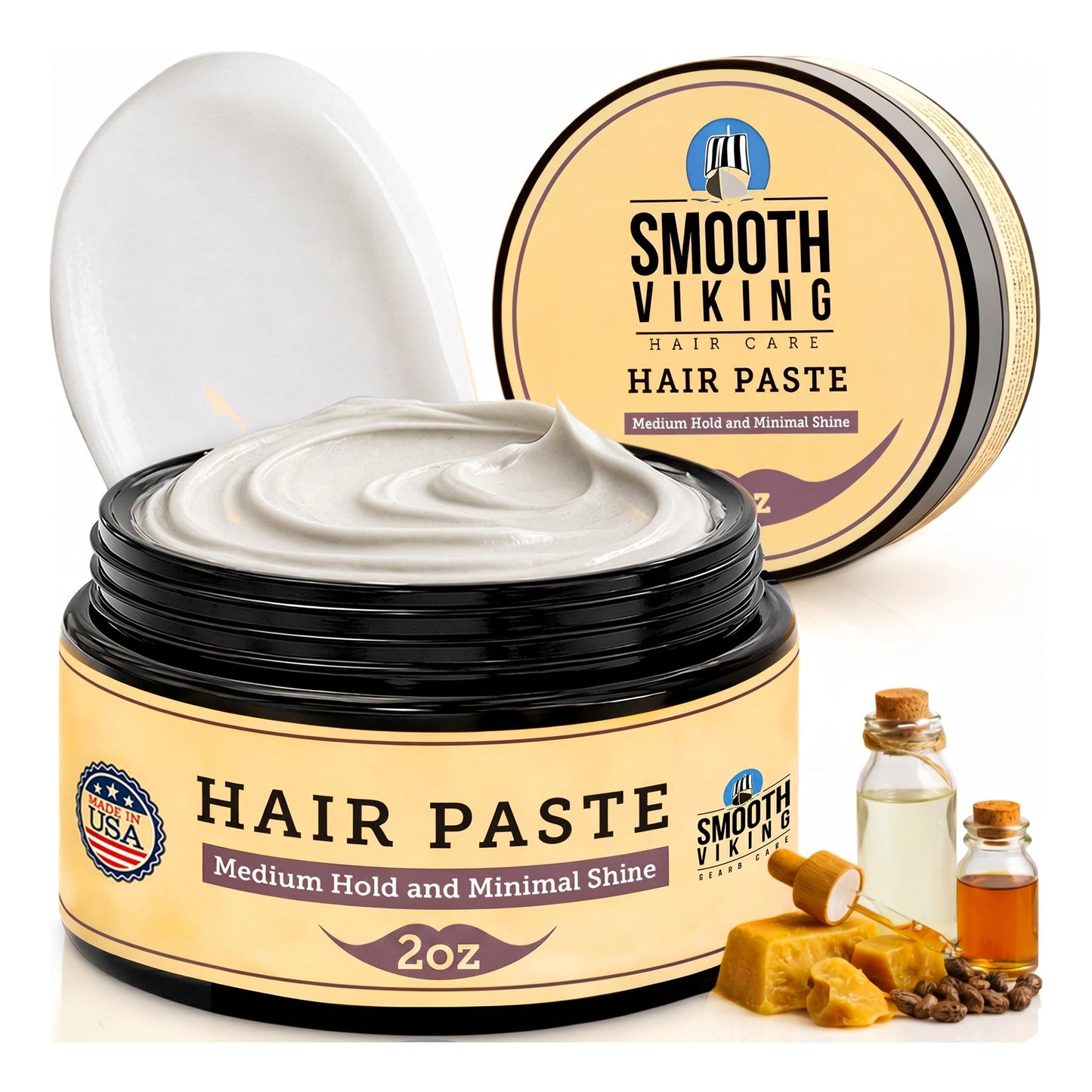 Smooth Viking Hair Paste for Men - Natural Matte Styling Paste for Textured Messy Hairstyle Hair Cream, Hair Styling Cream with Minimal Shine & Medium Beauty & Personal Care SMOOTH VIKING BEARD CARE