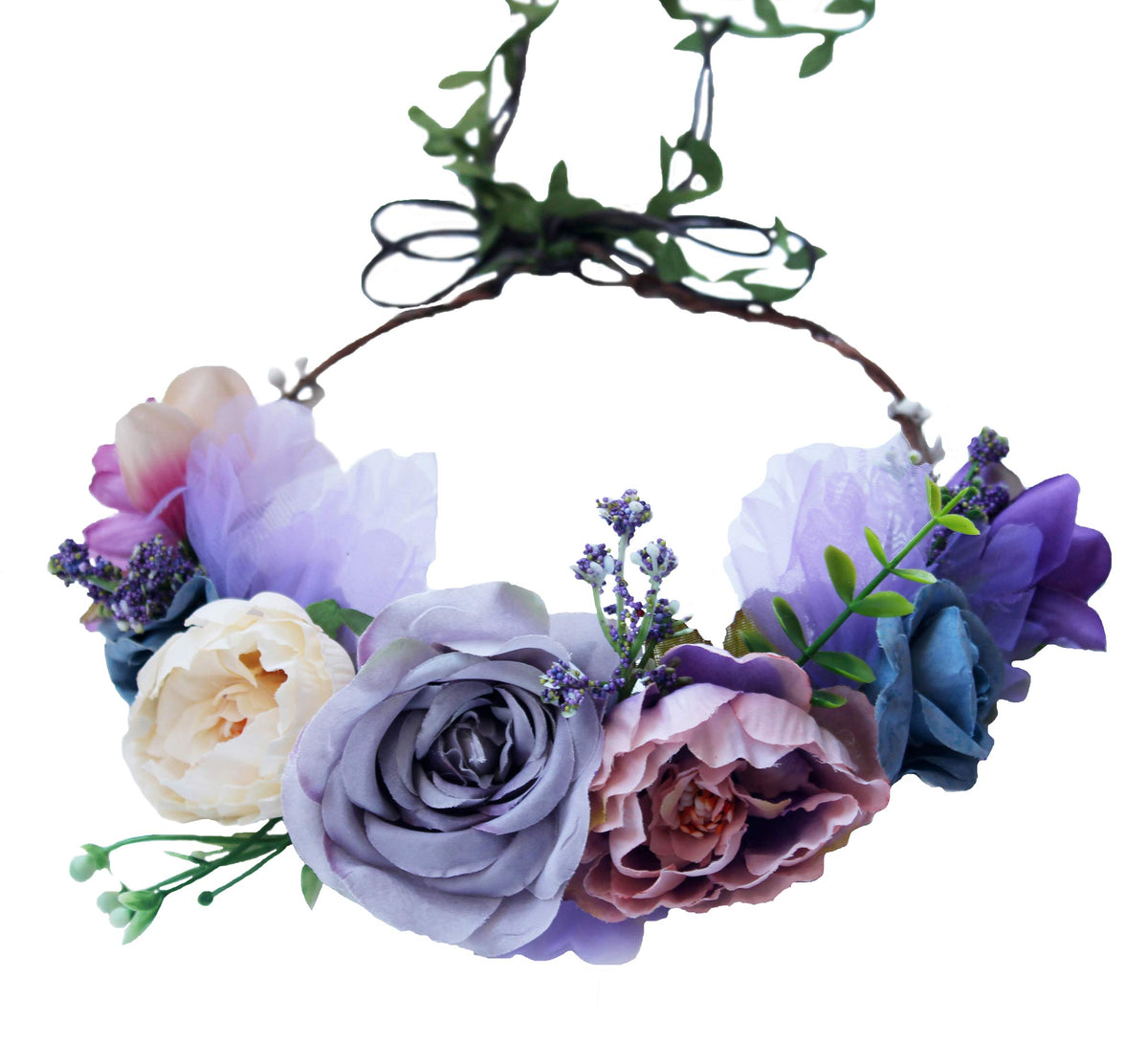 LLinfflr Boho Flower Crown Garland Headband Floral Halo Headpiece Lavander