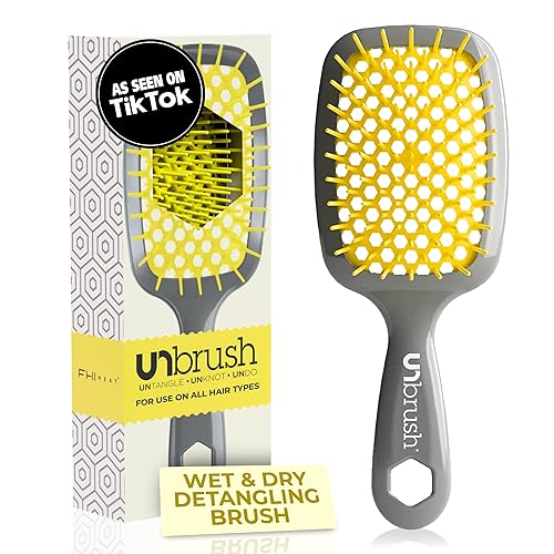 FHI Heat UNbrush Detangling Brush for Pain-Free Brushing on All Wet or Dry Hair Types - Durable DuoFlex Anti-Static Bristles, Lightweight Handle Beauty & Personal Care FHI Heat