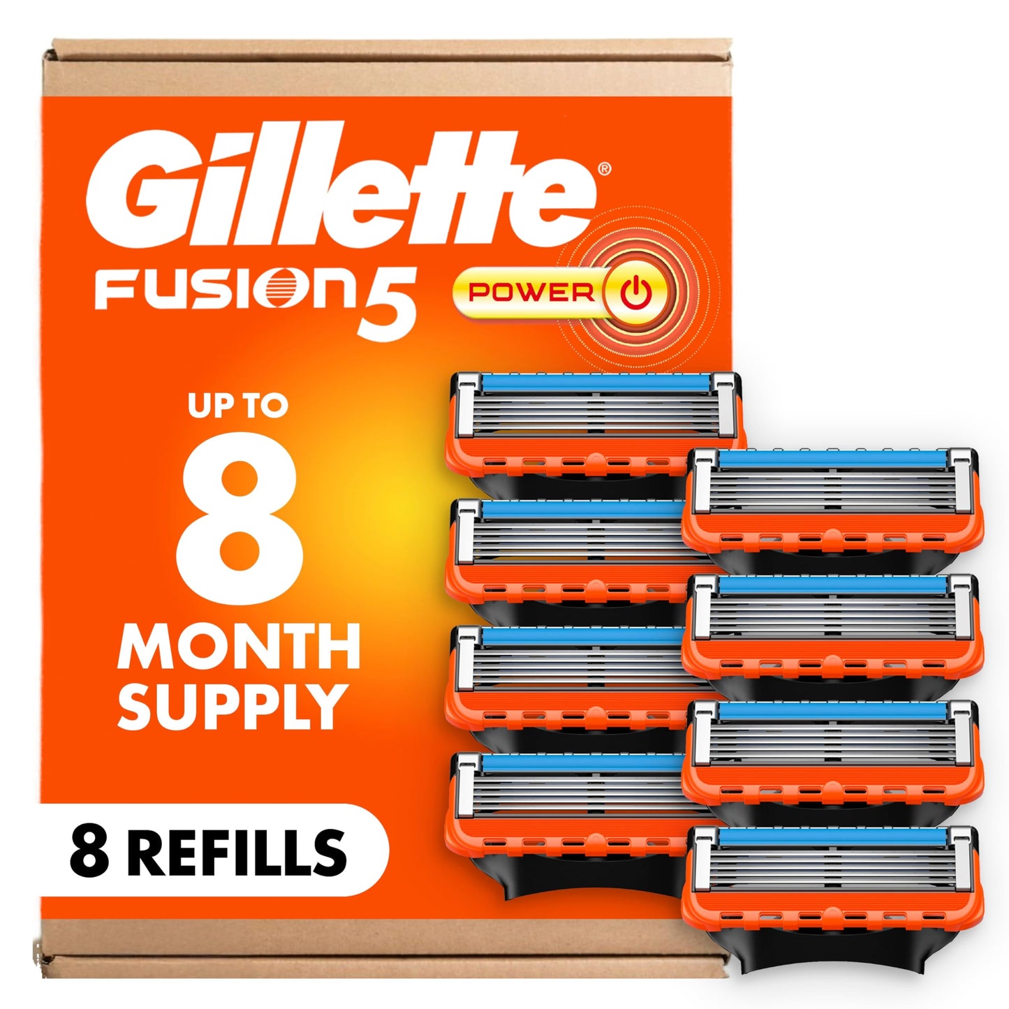 Gillette Fusion5 Power Razor Blade Refills for Men, 8 Count, with Precision Trimmer Beauty and Personal Care Gillette Default Title