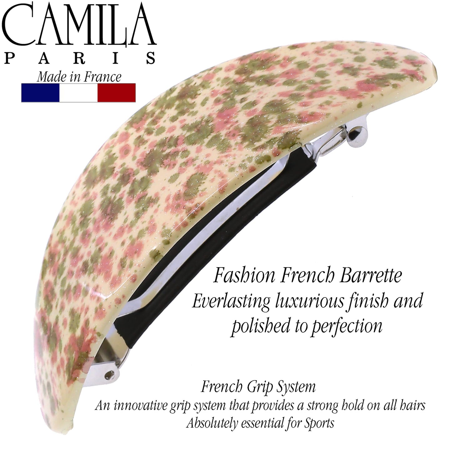 Camila Paris CP3323 French Hair Barrette Oval For Thick Curly Wavy Long Hair, Strong Hold Grip Hair Clips for Women, No Slip Rubberized Metal Clasp Beauty & Personal Care Camila