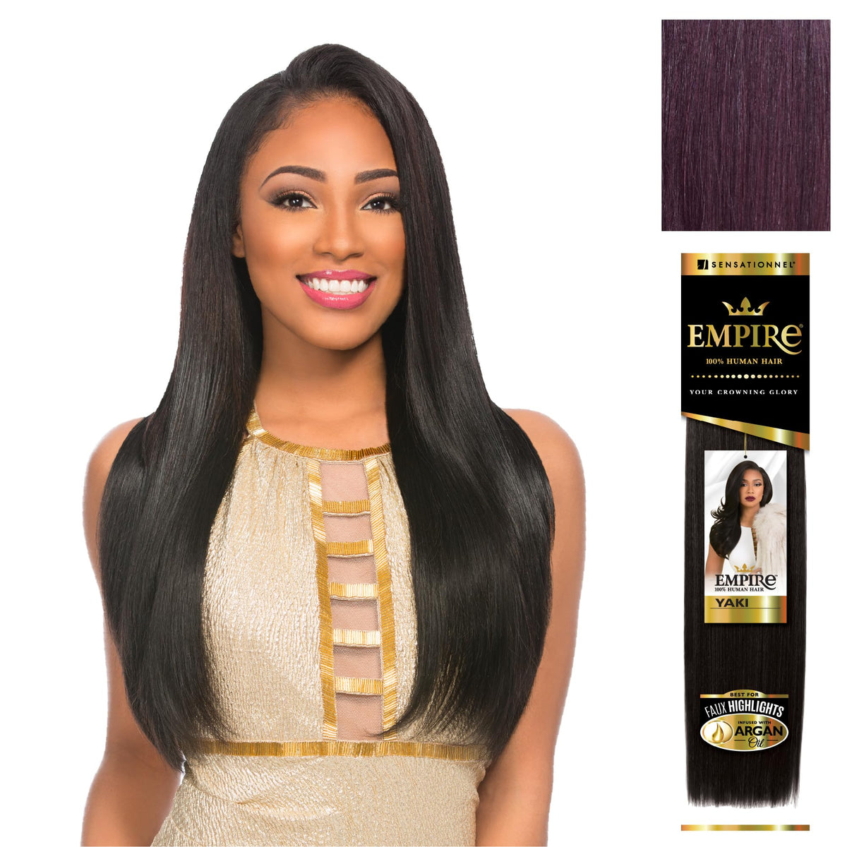 Sensationnel Empire Yaki Human Hair,1 Pack 10 inch, 99J