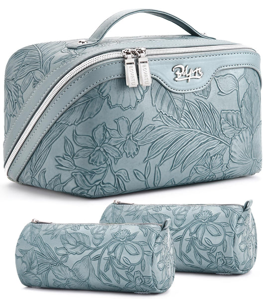 BOYATU Travel Makeup Bags for Women: Vegan Leather Cosmetic Bag Set of 3 - Large Capacity Make up Bag with Divider - Wide Open Waterproof Toiletry Beauty and Personal Care BOYATU Default Title