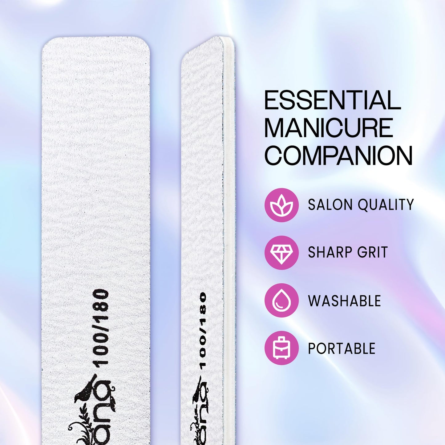 10pcs - PANA Jumbo Double-Sided Emery Nail File for Manicure, Pedicure, Natural, and Acrylic Nails - Zebra (Grit 100/180) Beauty & Personal Care PANA
