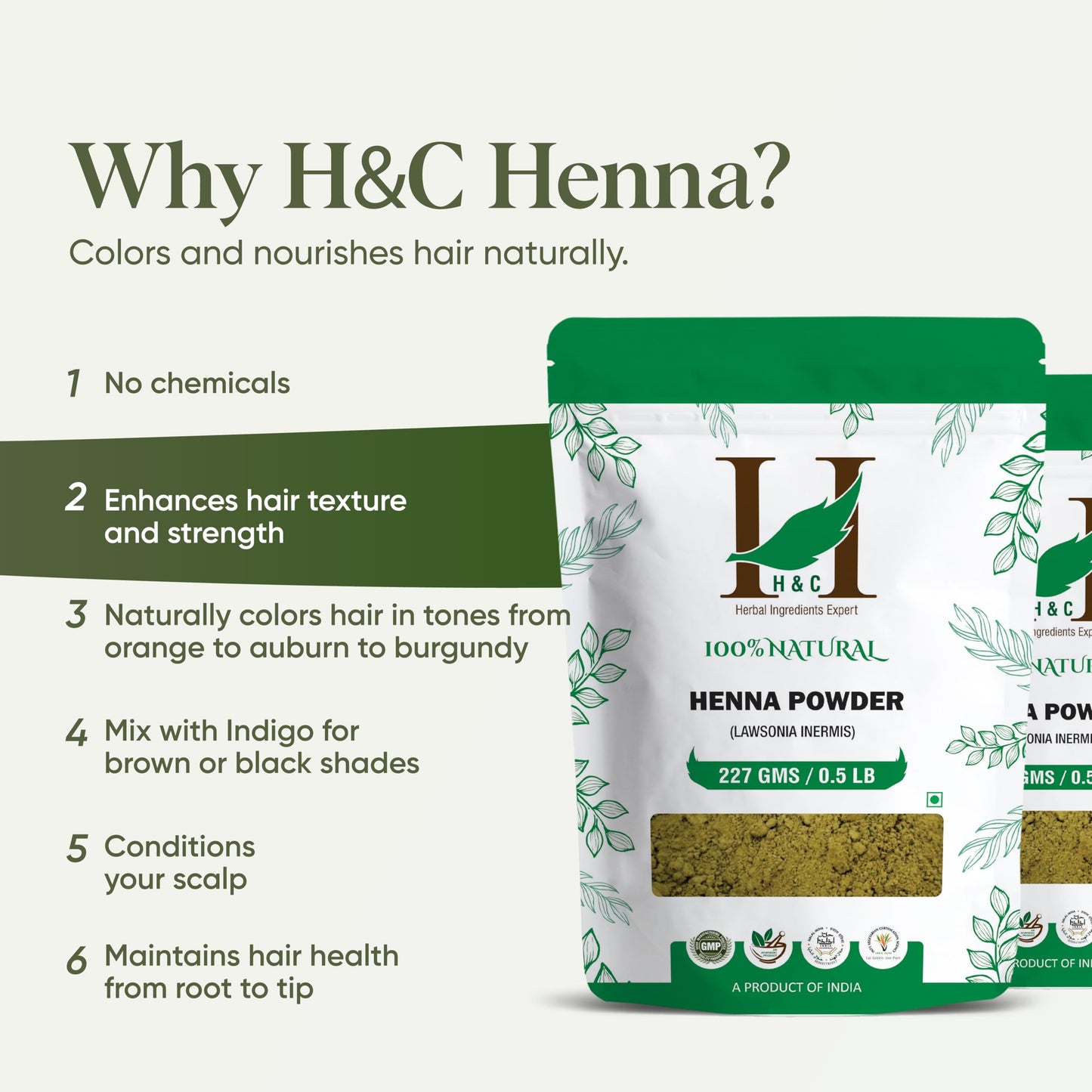 H&C 100% Pure Neutral Henna Powder/Colorless Henna/Senna Powder/Cassia Obovata (227g / (1/2 lb) / 8 ounces) For conditioning your hair without Beauty & Personal Care H&C