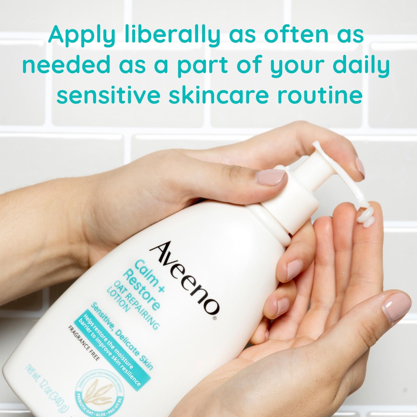 Aveeno Calm + Restore Oat Repairing Body Lotion for Sensitive Skin, Daily Moisturizer with Prebiotic Oat, Aloe & Pro-Vitamin B5, Fragrance Free Body Beauty & Personal Care Aveeno
