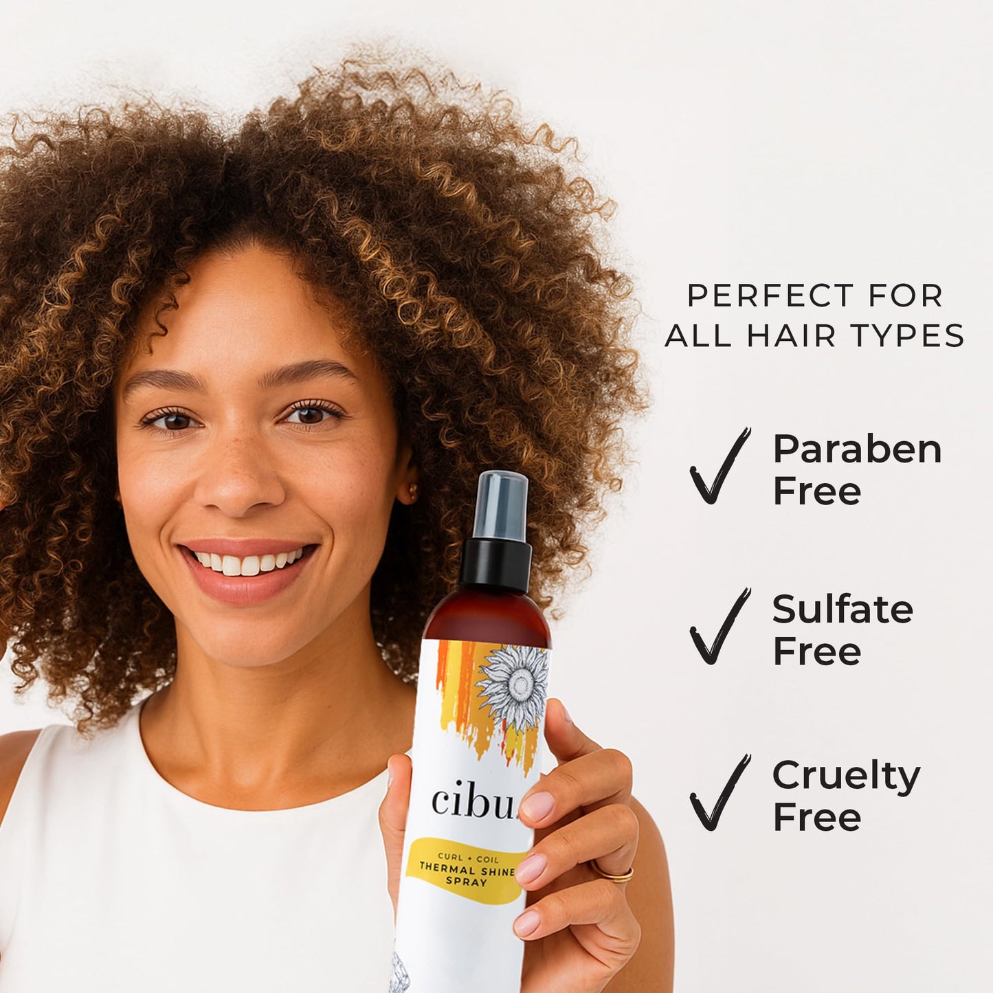 CIBU Curl + Coil Thermal Shine Spray | Dry Heat Protectant for Hair | Prevents Damage from Blow Drying, Flat Iron, and Curling Iron | 8 ounces Beauty & Personal Care CIBU