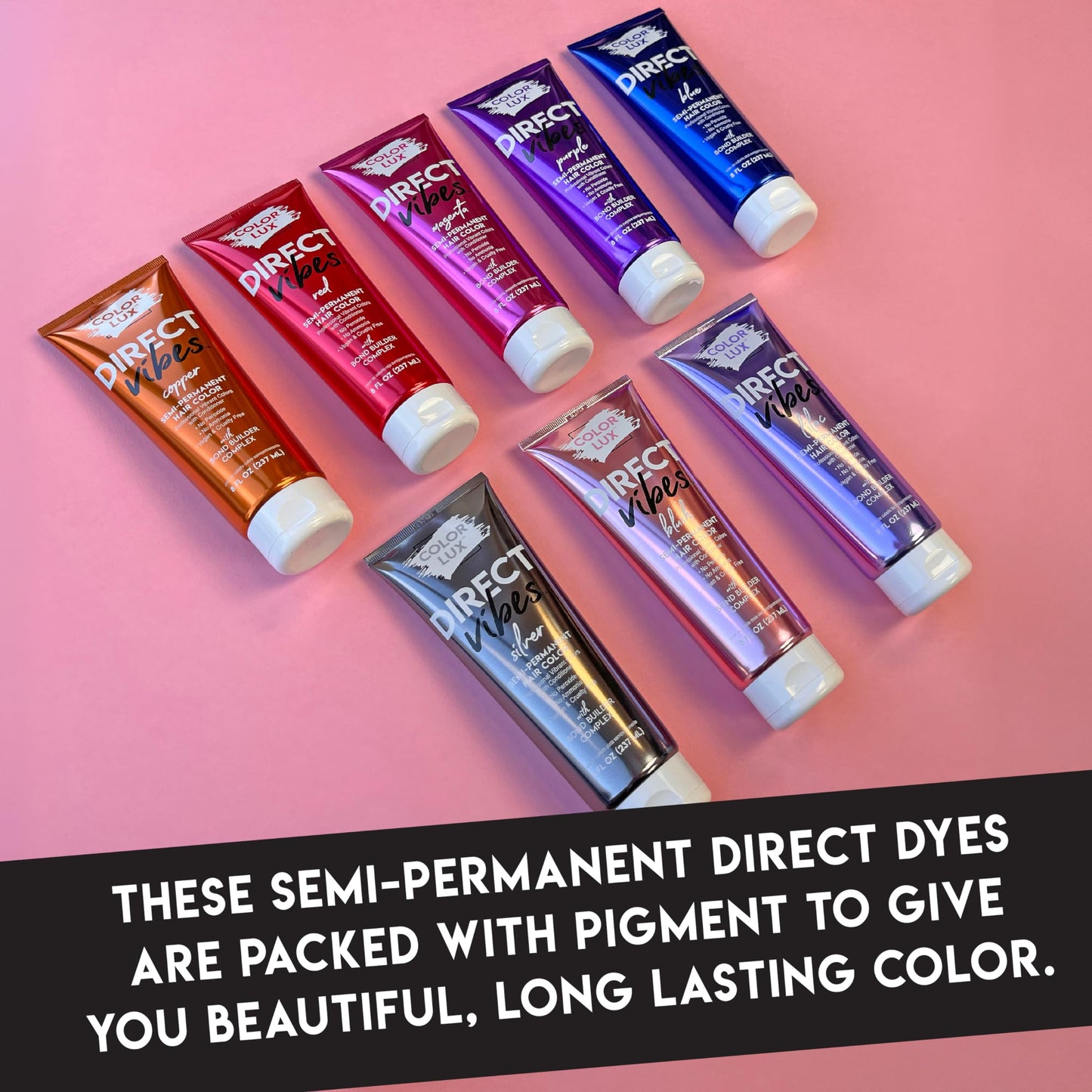 Color Lux Direct Vibes Semi-Permanent Hair Color, Silver, Vibrant & Long-Lasting Shade, Ammonia-Free, Vegan, Sulfate-Free, Paraben-Free, 8 fl oz Beauty & Personal Care Color Lux