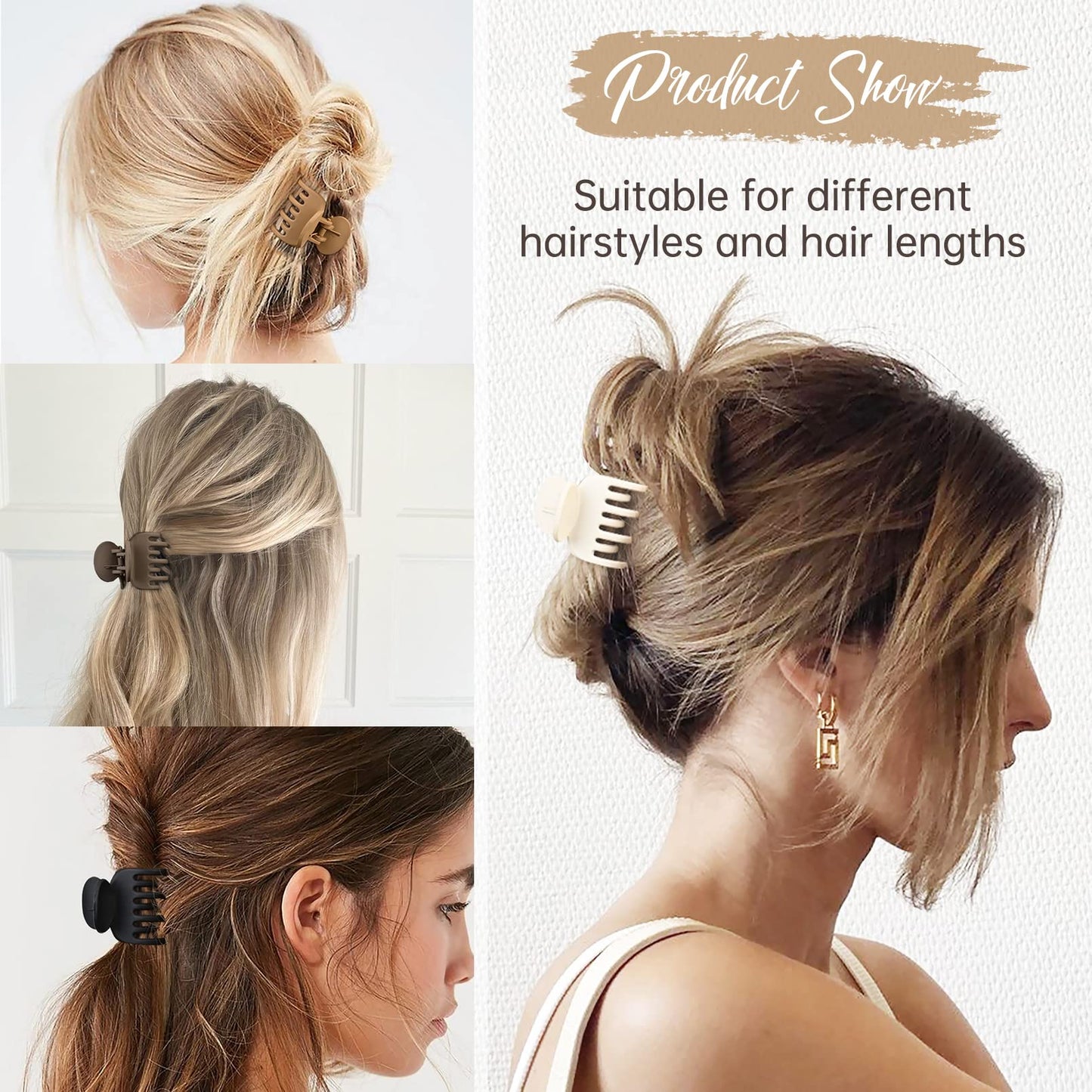 DEEKA Double Row Teeth Hair Clips Small Claw Clips for Thin Hair 4 Pack 1.6" Medium Matte Non-slip Short Hair Accessories for Women and Girls Beauty and Personal Care DEEKA