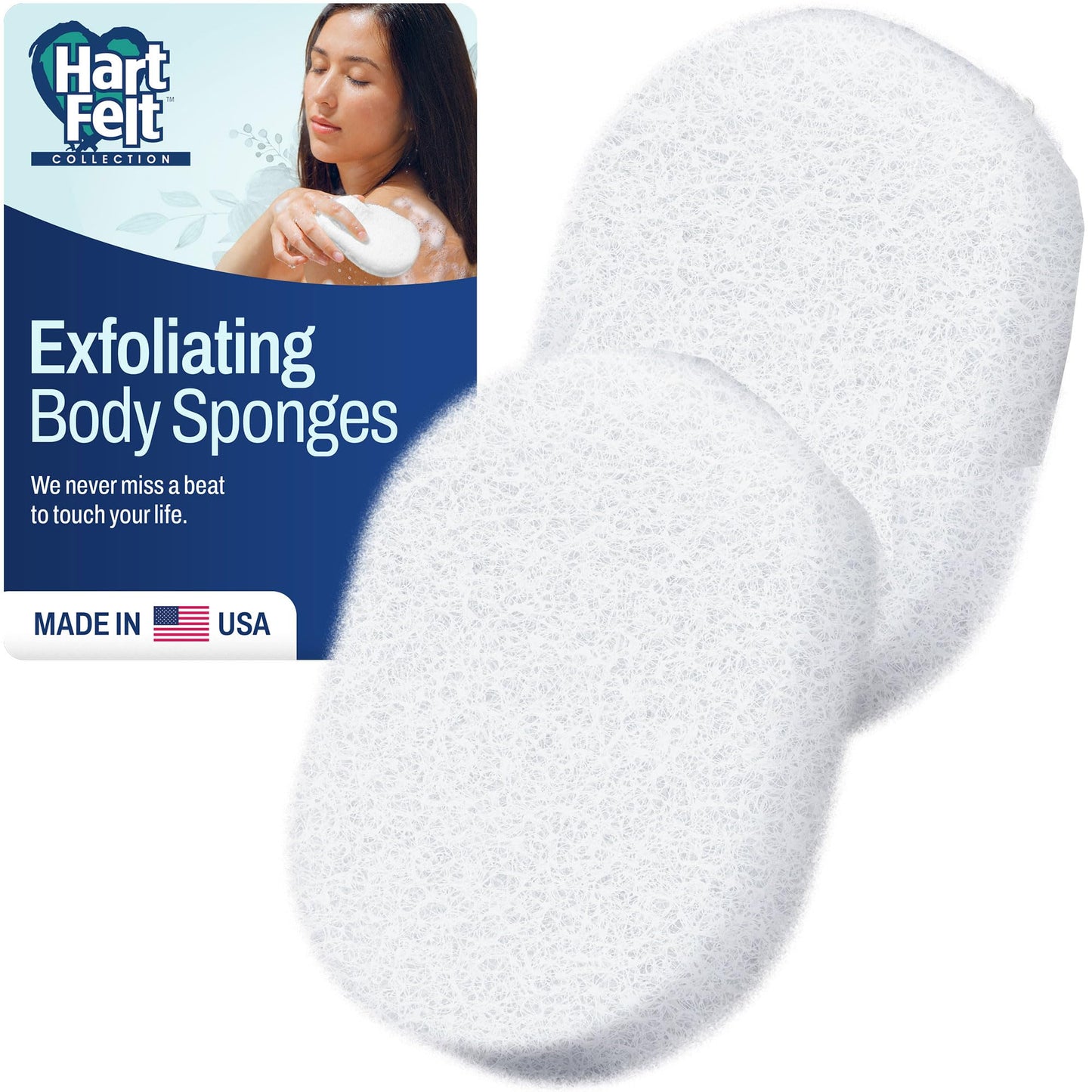 HartFelt Bath Sponges for Shower Women & Men | Soft Exfoliating Body Sponge for Dead Skin | Chemical-Free Sponges for Body | Cleanses Skin from Dirt Beauty & Personal Care HartFelt