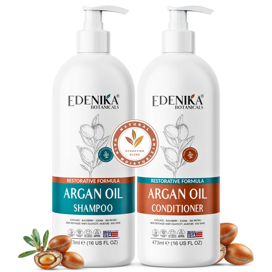 Edenika Botanicals Argan Oil Shampoo and Conditioner Set with Biotin, Repairs Dry & Damaged Hair, Deeply Hydrating & Nourishing, Women & Men Beauty & Personal Care EDENIKA BOTANICALS