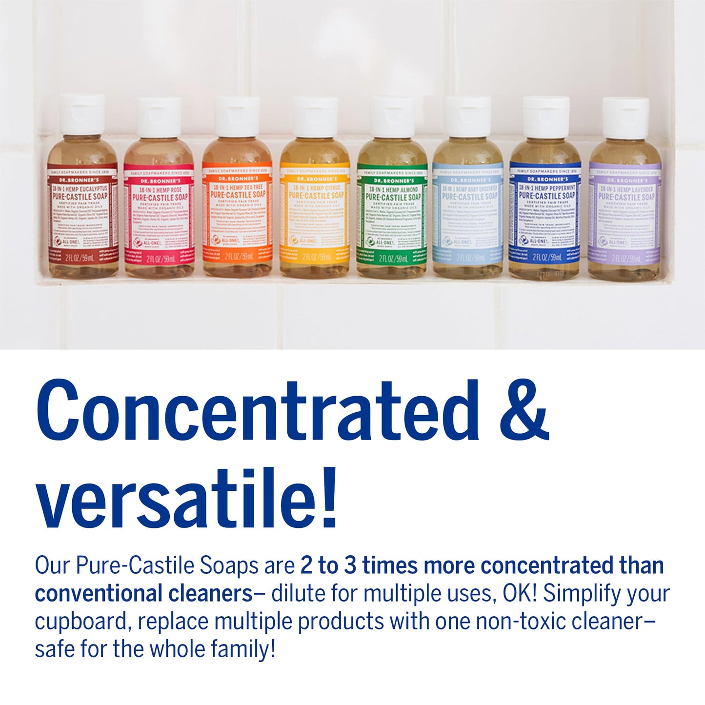 Dr. Bronner's - Pure-Castile Liquid Soap (Baby Unscented, 2 ounce, 2-Pack) - Made with Organic Oils, 18-in-1 Uses: Face, Body, Hair, Laundry, Pets Beauty & Personal Care Dr. Bronner's