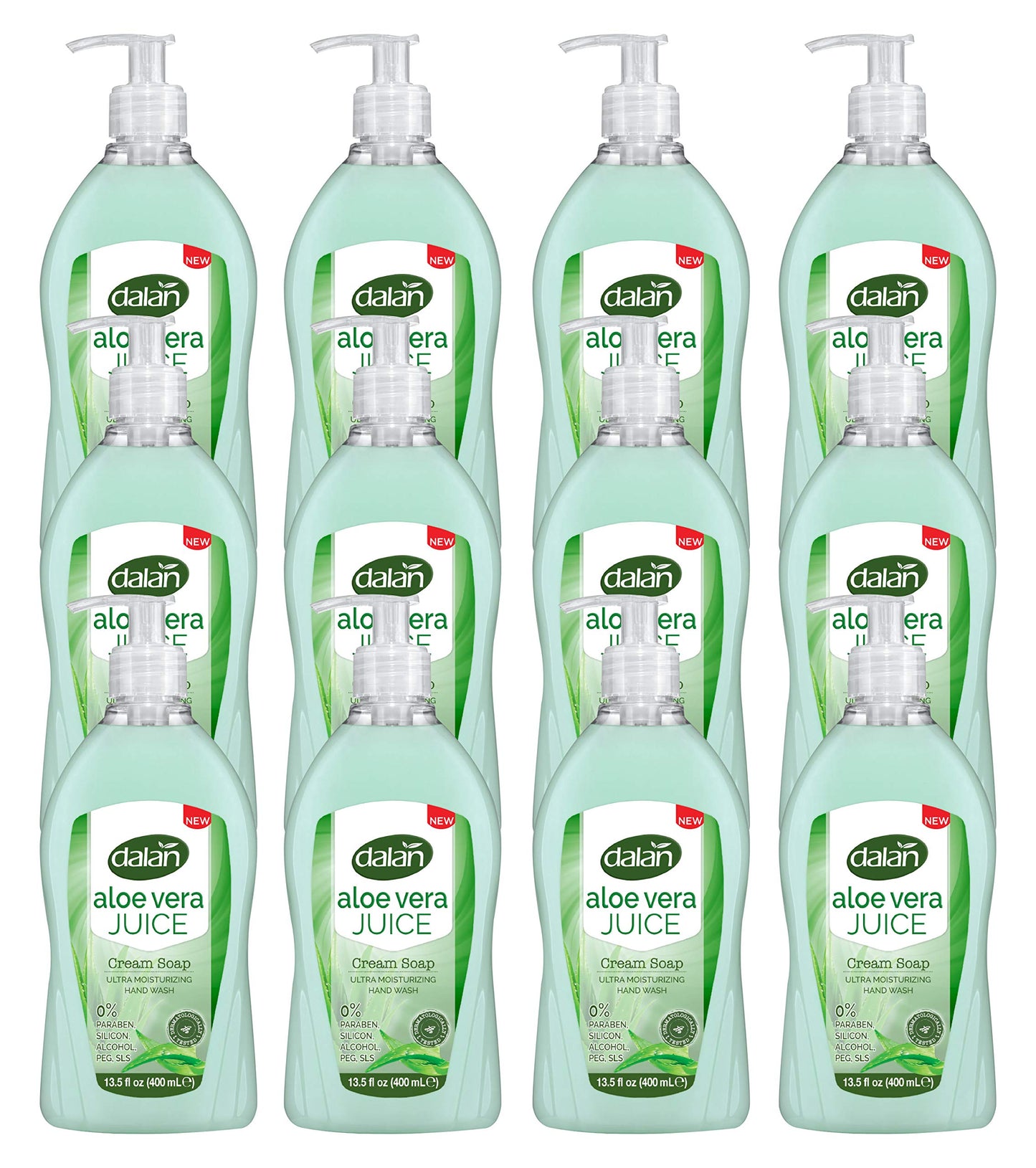 Dalan Aloe Vera Juice Cream Ultra Moisturizing Liquid Hand Soap for Dry and Fresh Hands Feeling Clean and Soft (13.5 Fl Oz / 400 mL (Pack of 12)) Beauty & Personal Care Dalan