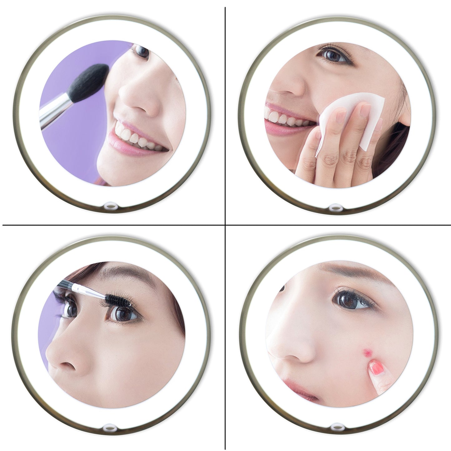 JiBen Flexible Gooseneck LED Lighted 10X Magnifying Makeup Mirror with Power Locking Suction Cup and 360 Degree Swivel, Portable Cordless Travel Beauty & Personal Care JiBen
