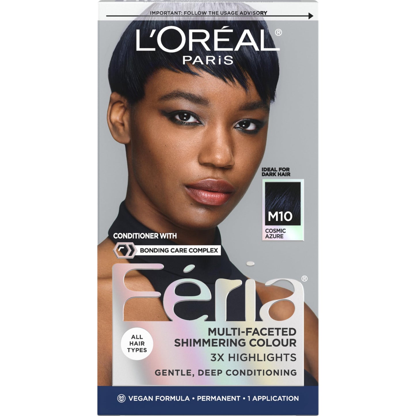 L’Oreal Paris Feria Midnight Bold Multi-Faceted Permanent Hair Dye, One-Step Hair Color Kit for Dark Hair, No Bleach Required, Cosmic Azure Beauty & Personal Care L'Oreal Paris