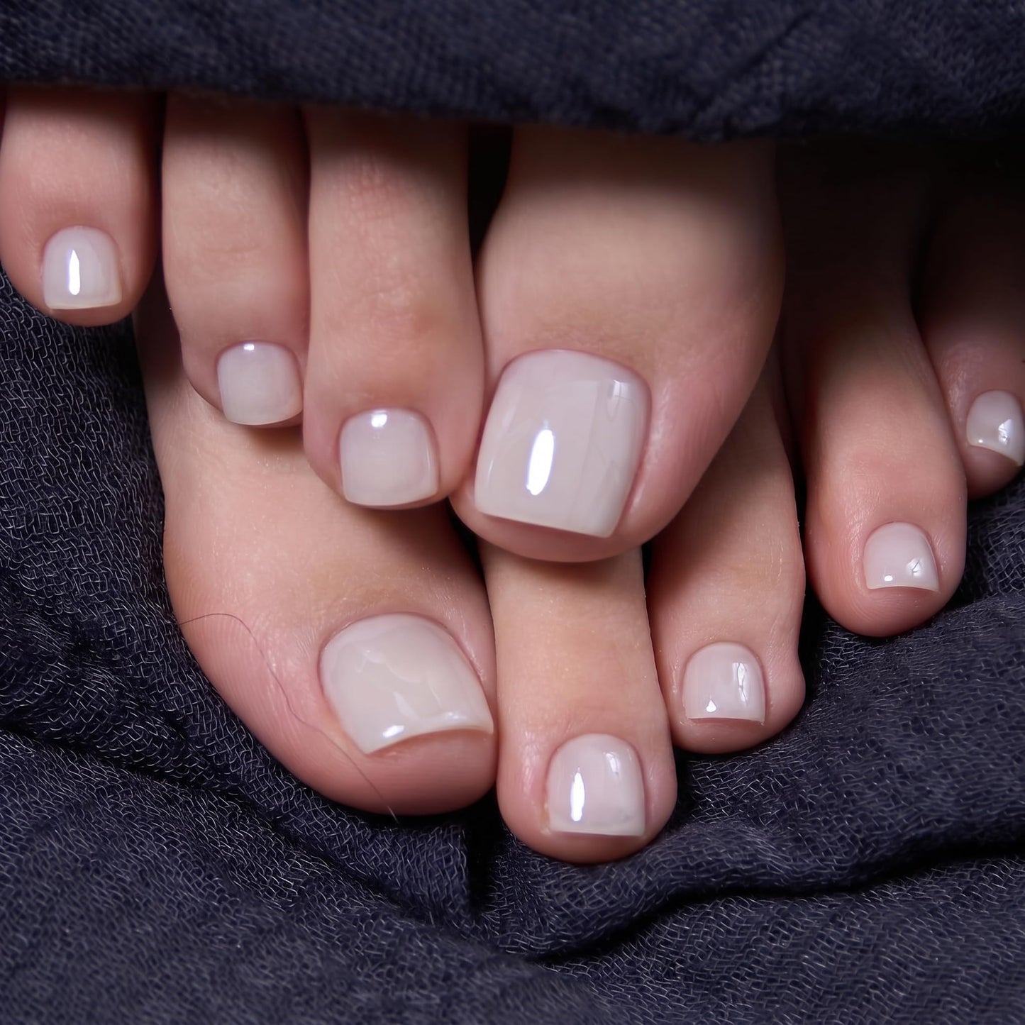 Curvlife Soft Gel Press on Toenails Short Design Milky White Fake Toe Nails Stick On Foot Nails Acrylic Glossy White Toenail Press ons Square Beauty and Personal Care CurvLife