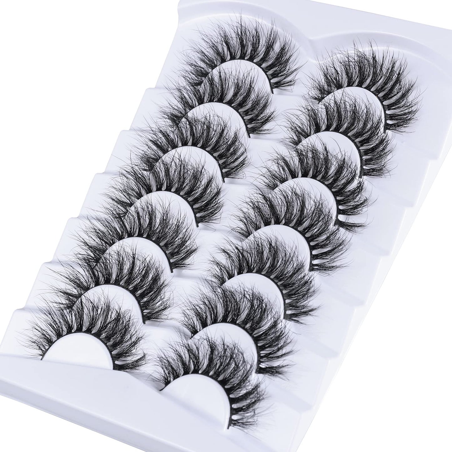 Mebver False Lashes Fake Eyelashes Cat Eye Lashes Faux Mink Lashes Natural Look 8D Fluffy Wispy Lashes That Look Like Extensions Pestañas Postizas D Beauty & Personal Care Mebver