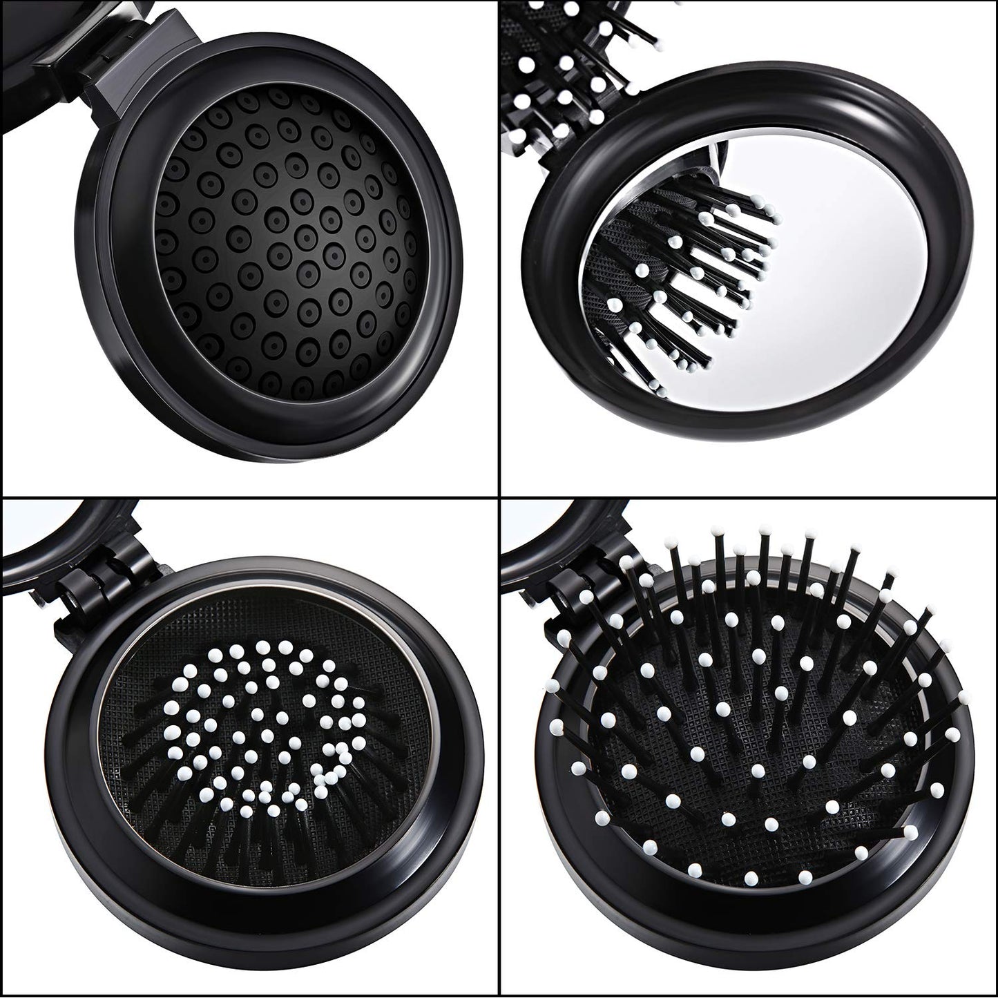 Boao 2 Pack Foldable Travel Mirror Hair Brushes Round Portable Folding Pocket Hair Brush Mini Comb Compact Travel Size Massage Comb for Men Beauty & Personal Care Boao