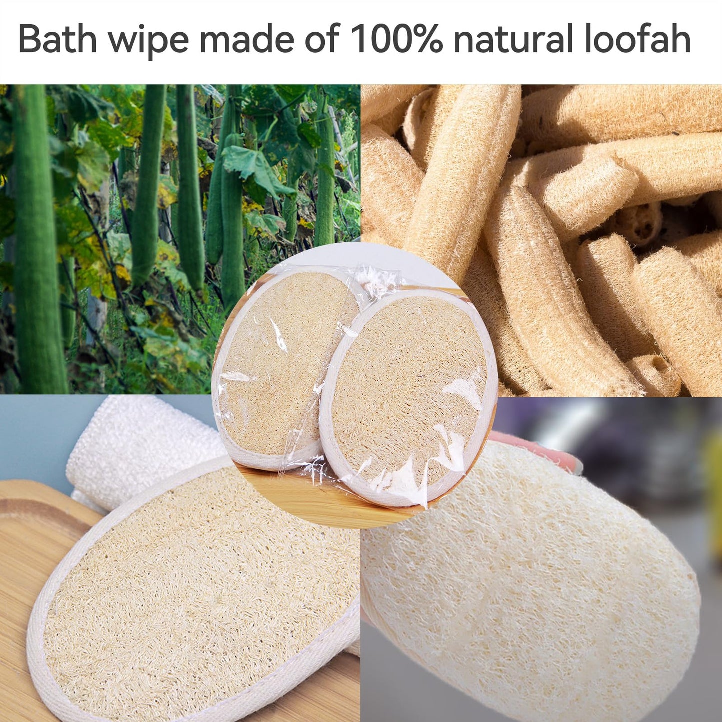 (50 Pcs) Kheoxusa Loofah Individually Wrapped,Individually Wrapped Loofahs,Individually Wrapped Loofah Exfoliating Body Scrubbers,Natural Loofah Luffa Beauty and Personal Care Kheoxusa