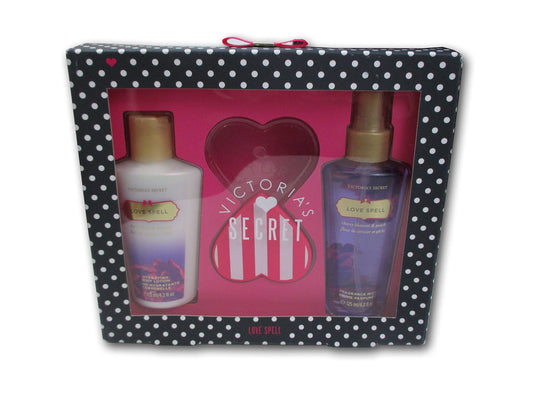 Victoria's Secret 3pc Gift Box Love Spell Body Lotion Mirror Mist 4.2 oz New