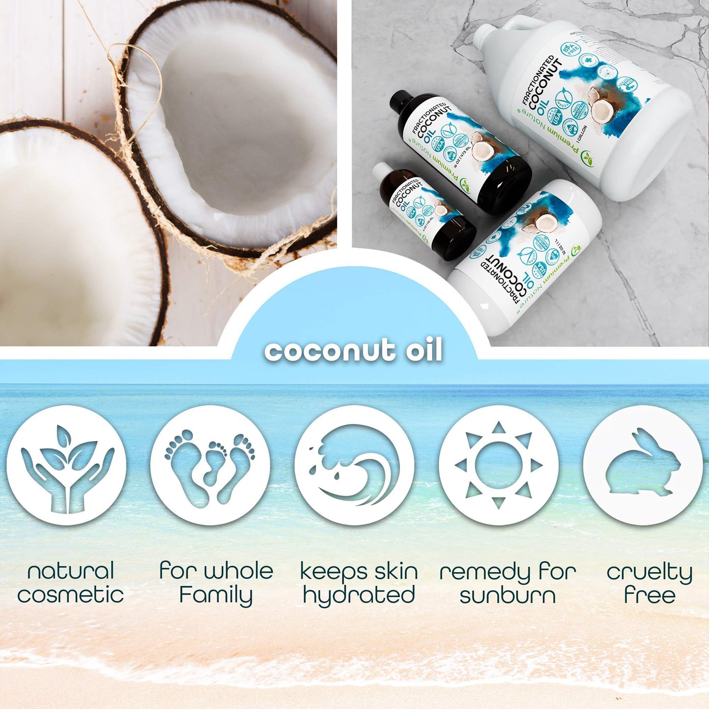 Fractionated Coconut Oil for Skin Moisturizer with Pump Massage Oils Best Carrier for Essential Oils Mixing Body OUL for Dry Skin Moisturizer Natural Beauty & Personal Care Premium Nature