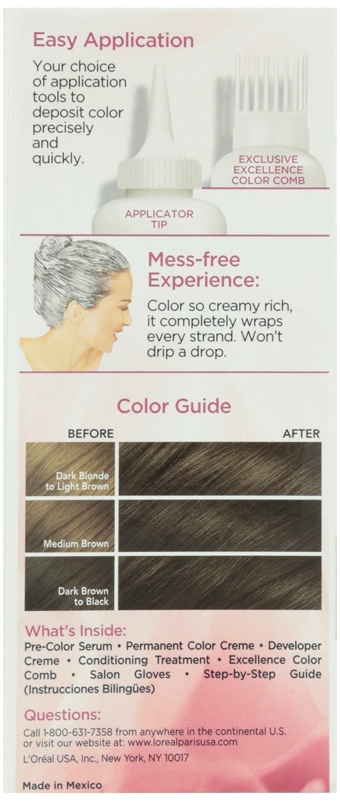 L'Oreal Paris Excellence Triple Protection Permanent Hair Color Creme, Dark Brown [4] 1 ea (Pack of 4) Beauty & Personal Care L'Oreal Paris
