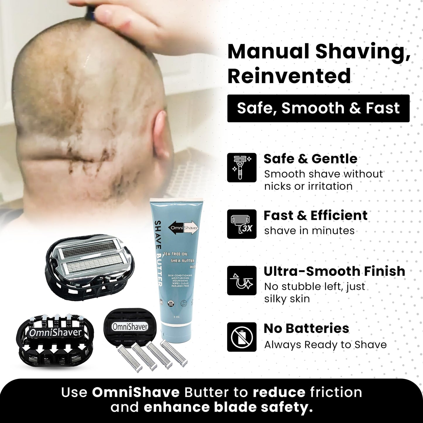 Premium Omnishaver Kit - The Fastest Way to Shave Head, Legs, Arms, Body - An Alternative to Disposable Shaving Razors Self Cleans & Strops During Use Beauty and Personal Care OmniShaver