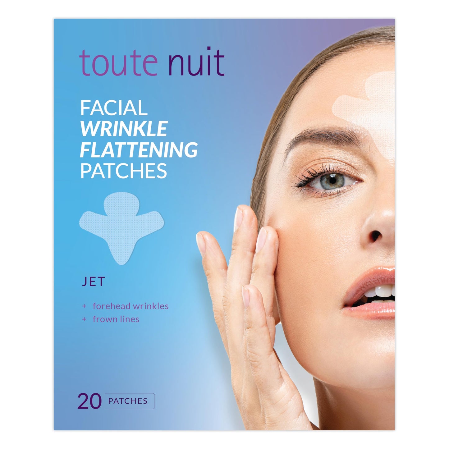 Toute Nuit Wrinkle Patches - Jet - Face Tape for Forehead and Large Frown Lines - Hypoallergenic Anti Wrinkle Patches - 20 Count, Made in USA Beauty & Personal Care Toute Nuit by Mimiko Inc