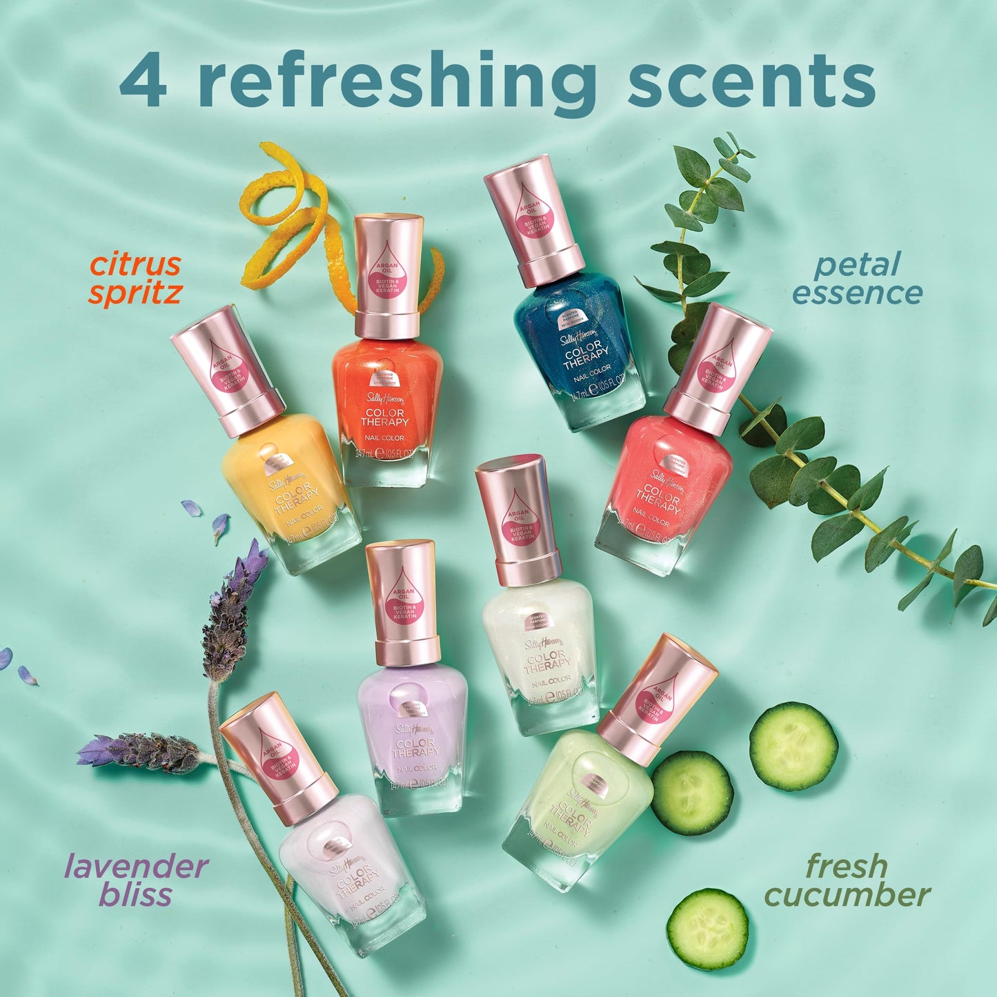 Sally Hansen Color Therapy Scented Nail Polish | Biotin, Argan Oil, Long Lasting, Healthy Nails, Nail Strengthener, Opaque | 458 Zen Re-Treat, Petal Beauty and Personal Care Sally Hansen
