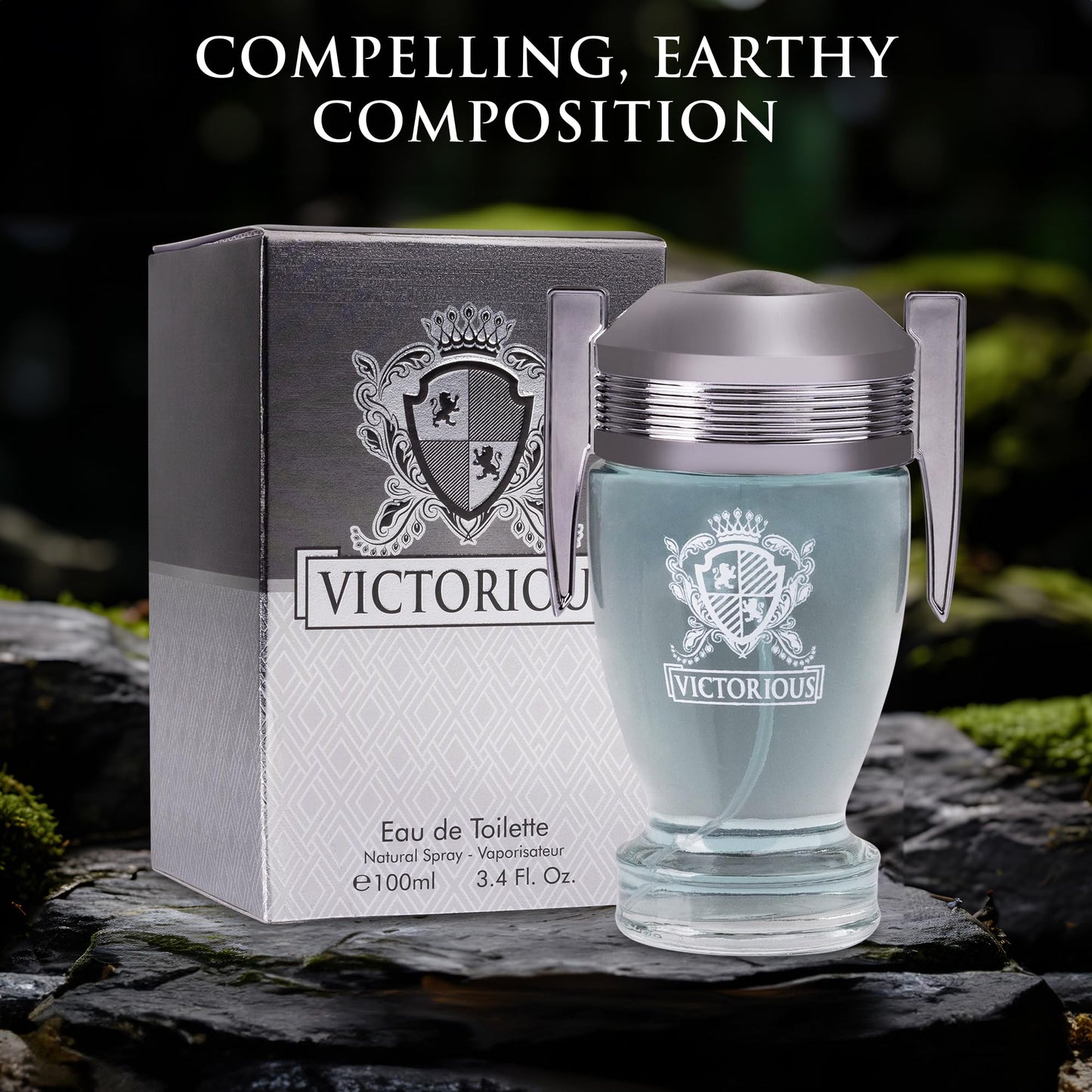 Victorious for Men Eau De Toilette - Woody & Aquatic Fragrance - Aromatic Bay Leaf & Jasmine & Woody Base of Guaiac Wood, Patchouli, Oak & Ambergris Beauty & Personal Care URBAN COLLECTION