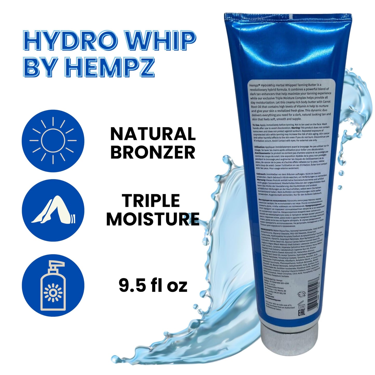 Hempz Hydro Whip Bronzing Butter Triple Moisture Herbal Whipped Natural Bronzing Butter 9oz Beauty & Personal Care Hempz