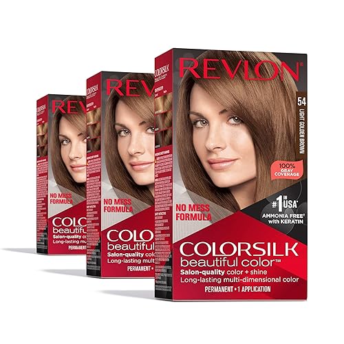 Revlon Colorsilk Beautiful Color Permanent Hair Color, (OLD VERSION) 54 Light Golden Brown (Pack of 3) Beauty & Personal Care REVLON