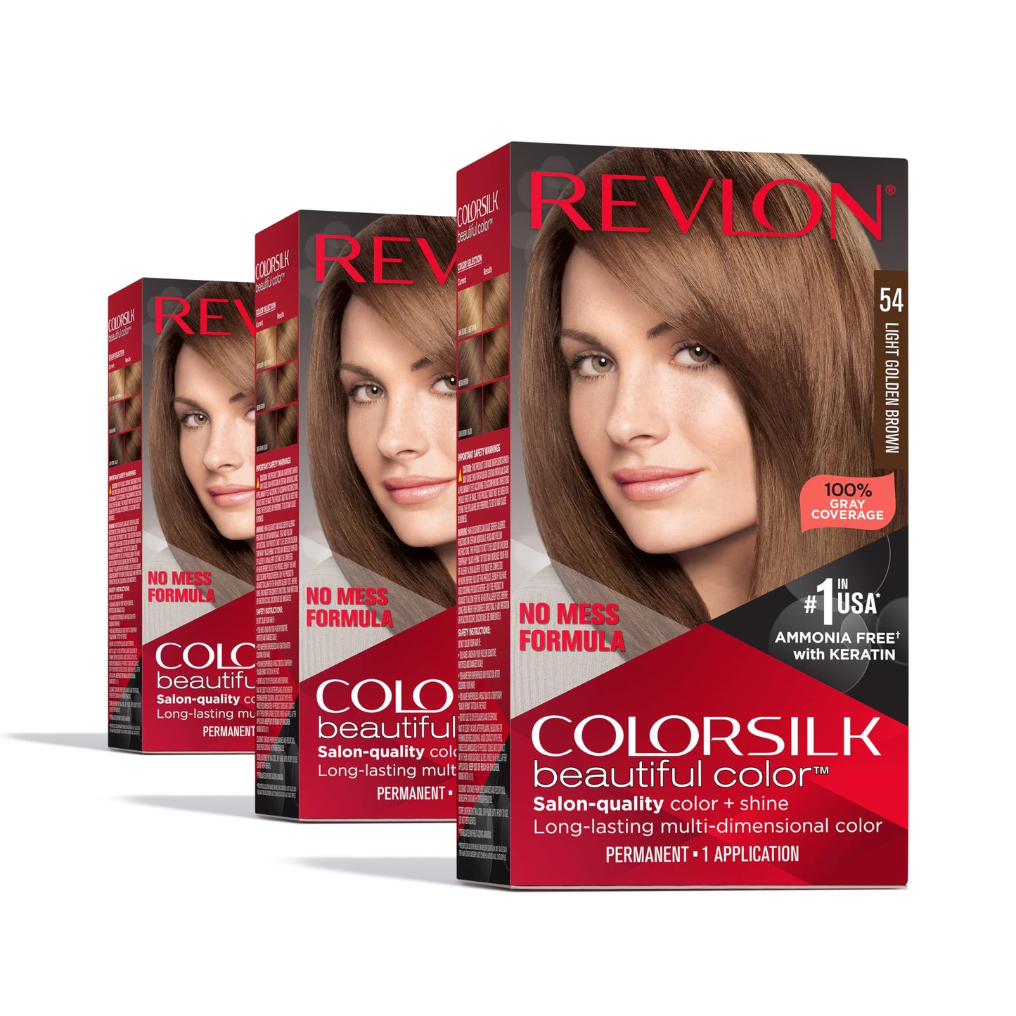 Revlon Colorsilk Beautiful Color Permanent Hair Color, (OLD VERSION) 57 Lightest Golden Brown (Pack of 3) Beauty & Personal Care REVLON
