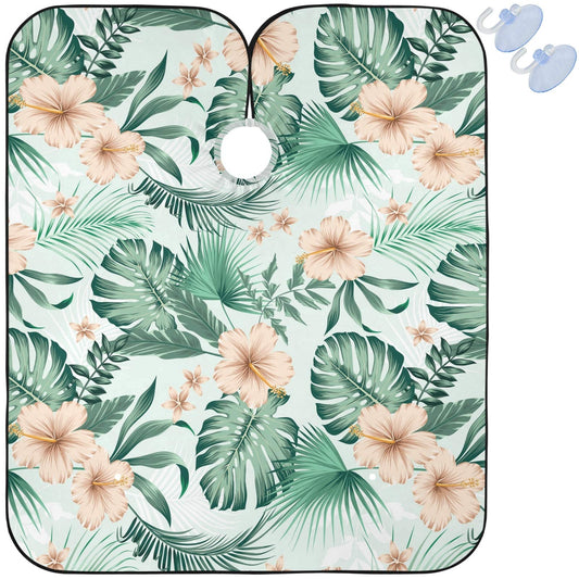 visesunny Barber Cape Tropical Flower Palm Leaf Polyester Hair Cutting Salon Cape Apron Anti-Static Haircut Water-Resistant Shaving Cloth Beard Beauty and Personal Care visesunny
