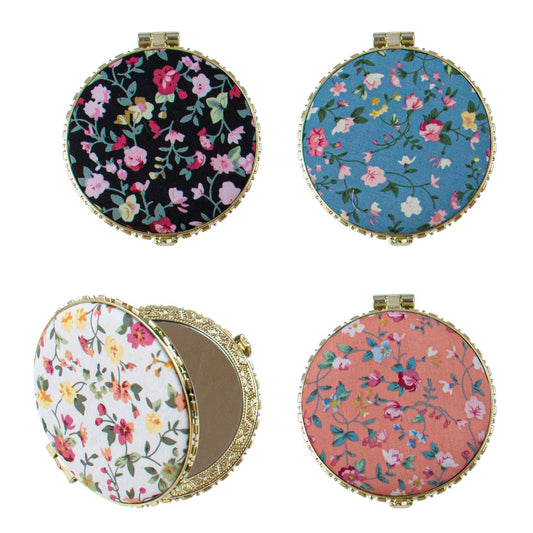 AUEAR, 4 Pack Retro Floral Makeup Compact Small Pocket Purse Mirrors Beauty Handheld Folding Portable Travel for Women Lady Beauty & Personal Care AUEAR