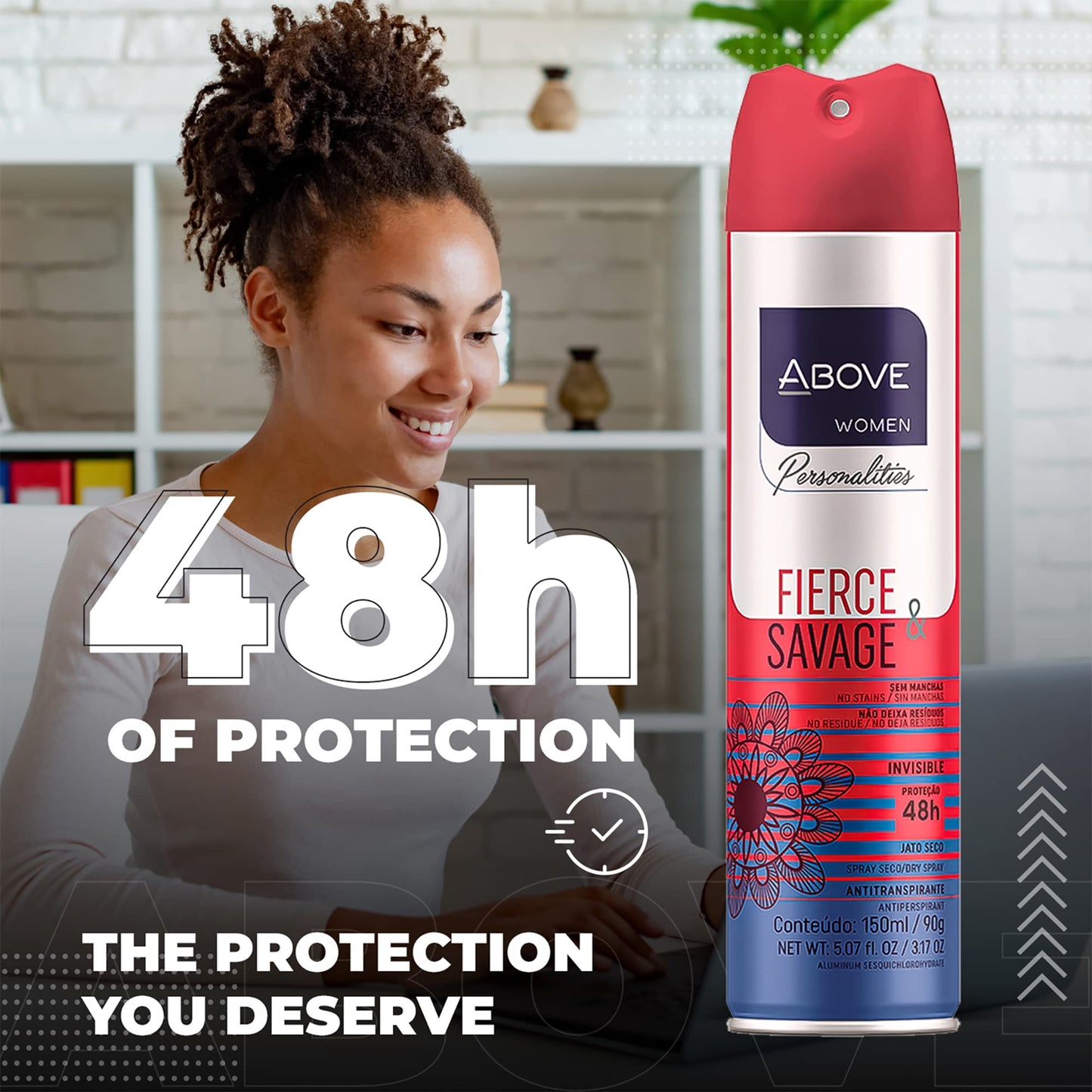 ABOVE Fierce and Savage - 48 Hours Personalities Antiperspirant Deodorant for Women - Notes of Pink Pepper and Jasmine - Dry Spray Protects Against Beauty and Personal Care ABOVE