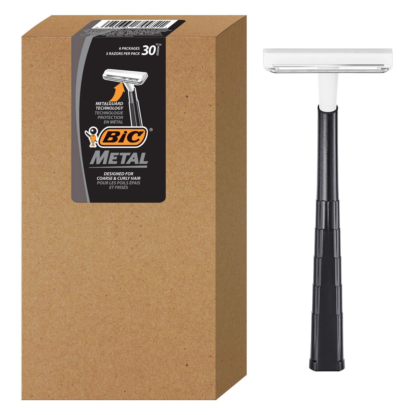 BIC Bic metal men's disposable shaving razors, single blade, 30 count (6 packs of 5 razors), 30 Count Beauty and Personal Care BIC