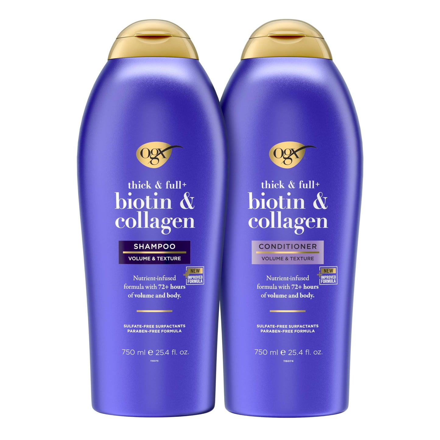 OGX Shampoo and Conditioner Set, Thick and Full + Biotin and Collagen, Purple, Helps Thicken and Texturize Hair, Ideal for Flat to Medium Volume Hair Beauty & Personal Care OGX