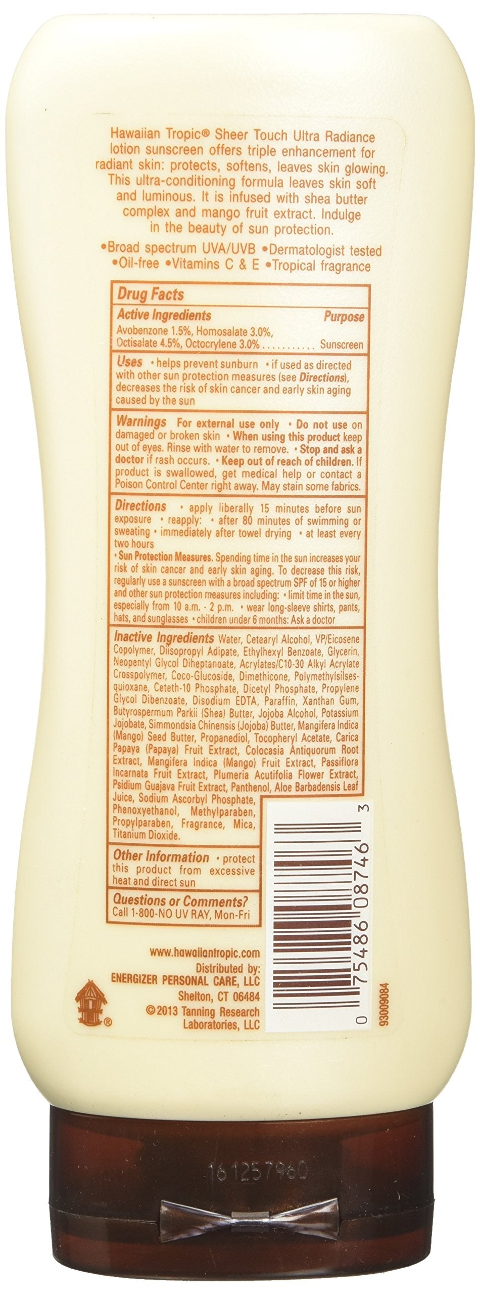 Hawaiian Tropic Sheer Touch Broad Spectrum Sun Care Lotion, SPF 15, Coconut, 8 Fl Oz Beauty & Personal Care Hawaiian Tropic